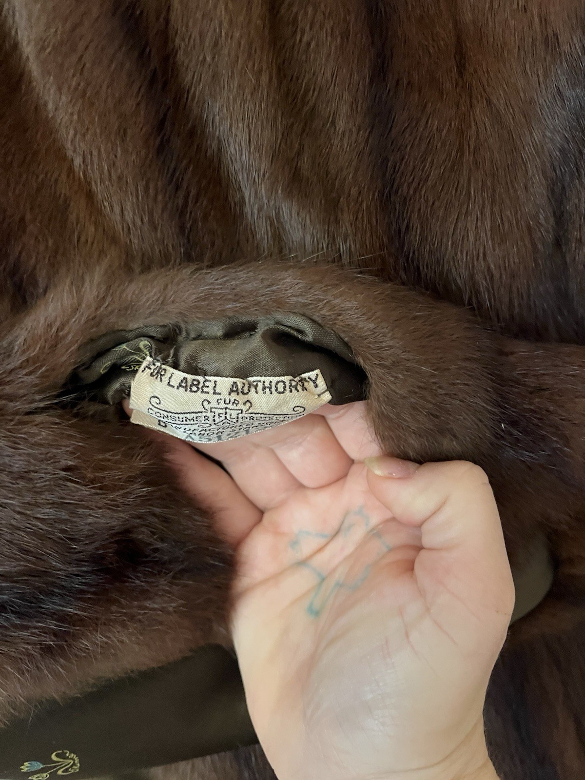 Vintage Mink Fur Stole Wrap Shawl Jacket with Satin Lining