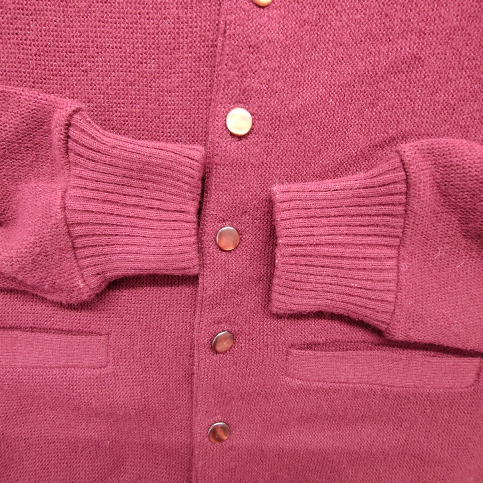 Vtg 70s Intervale Cardigan Sweater Men’s XL Dark Red Orlon Acrylic