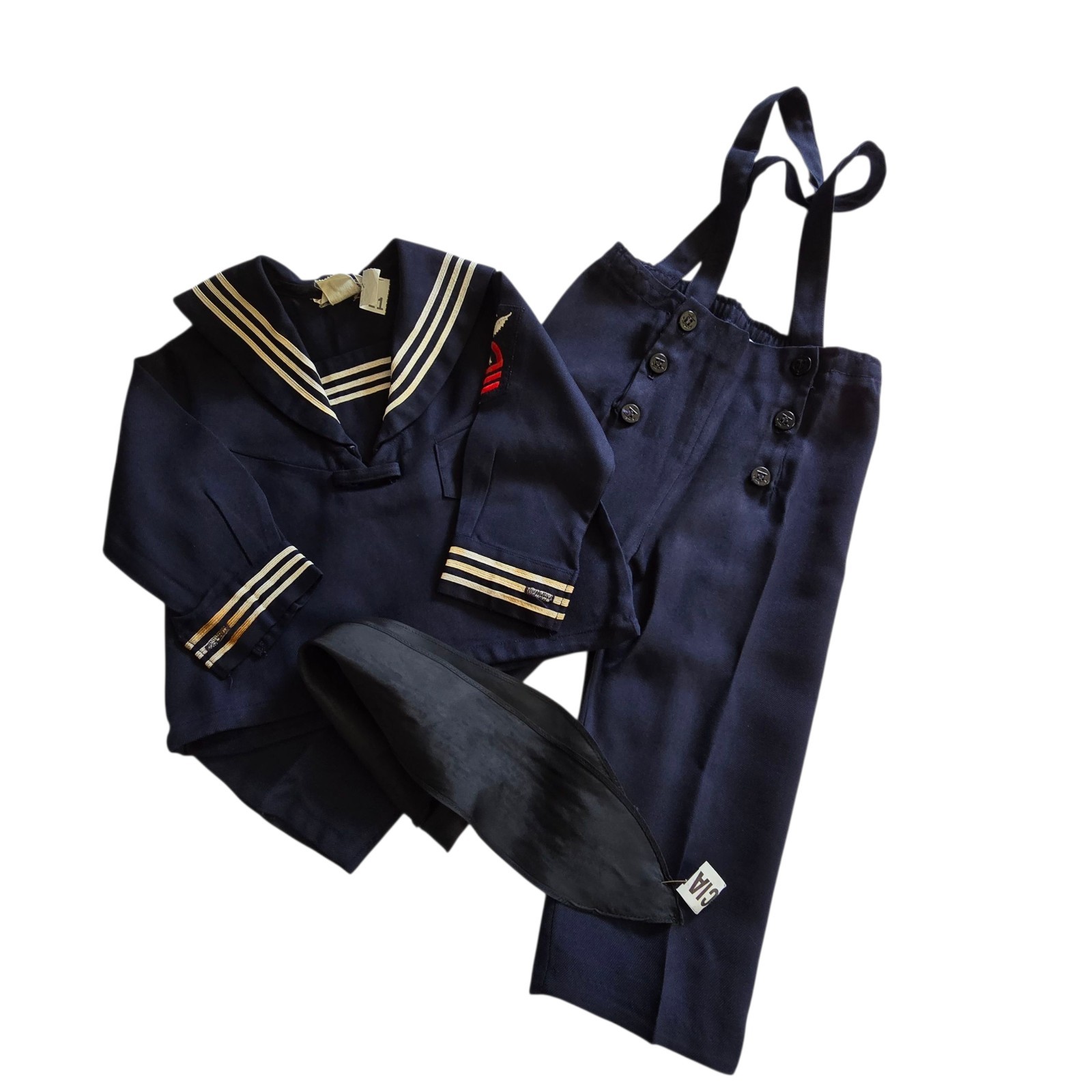 Vtg 60s 70s Sailor Outfit Pants Top Childs 2T Scarf Nautical Costume Halloween