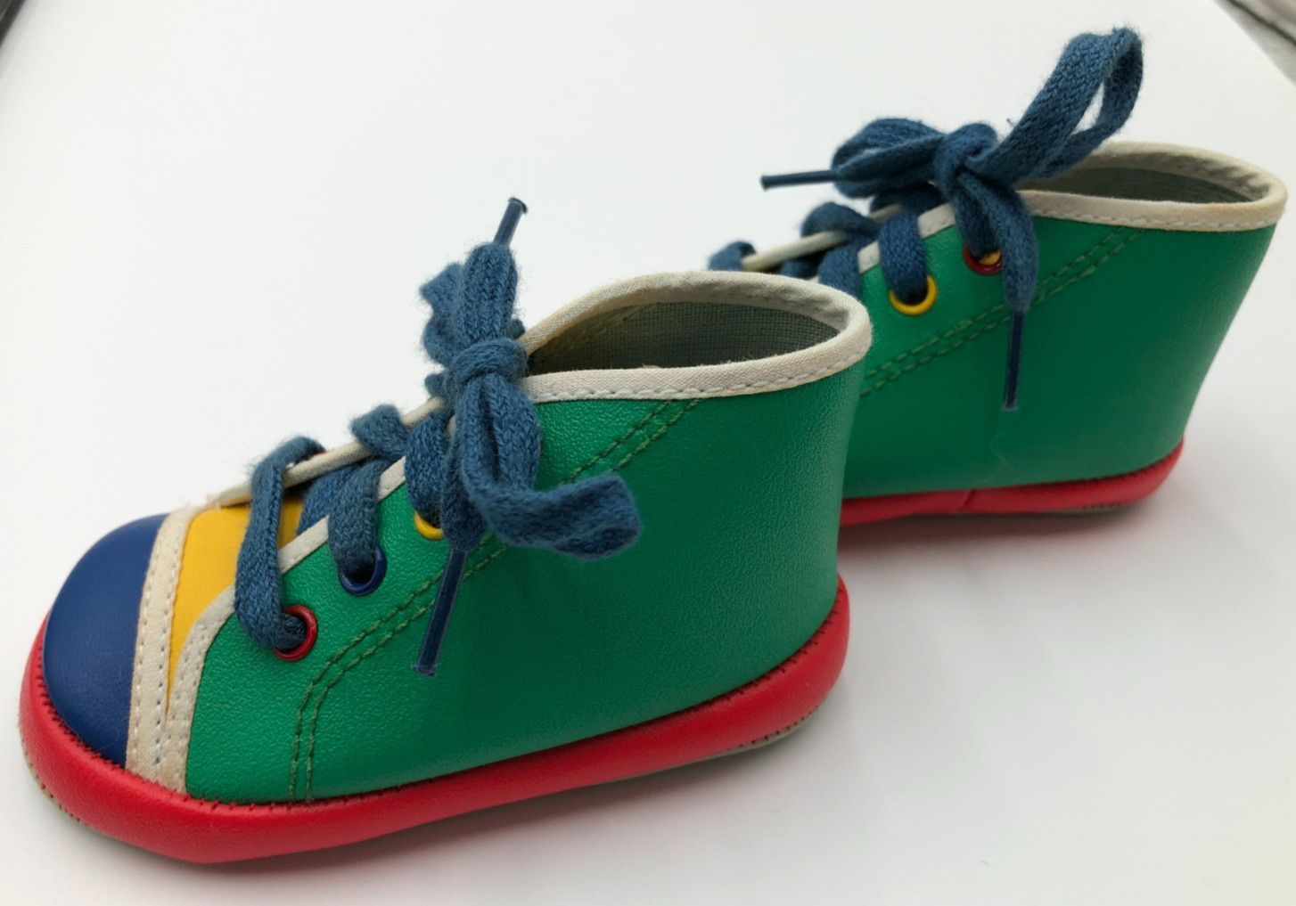 Vintage Gold bug green, red, blue, yellow Baby Shoes size 1