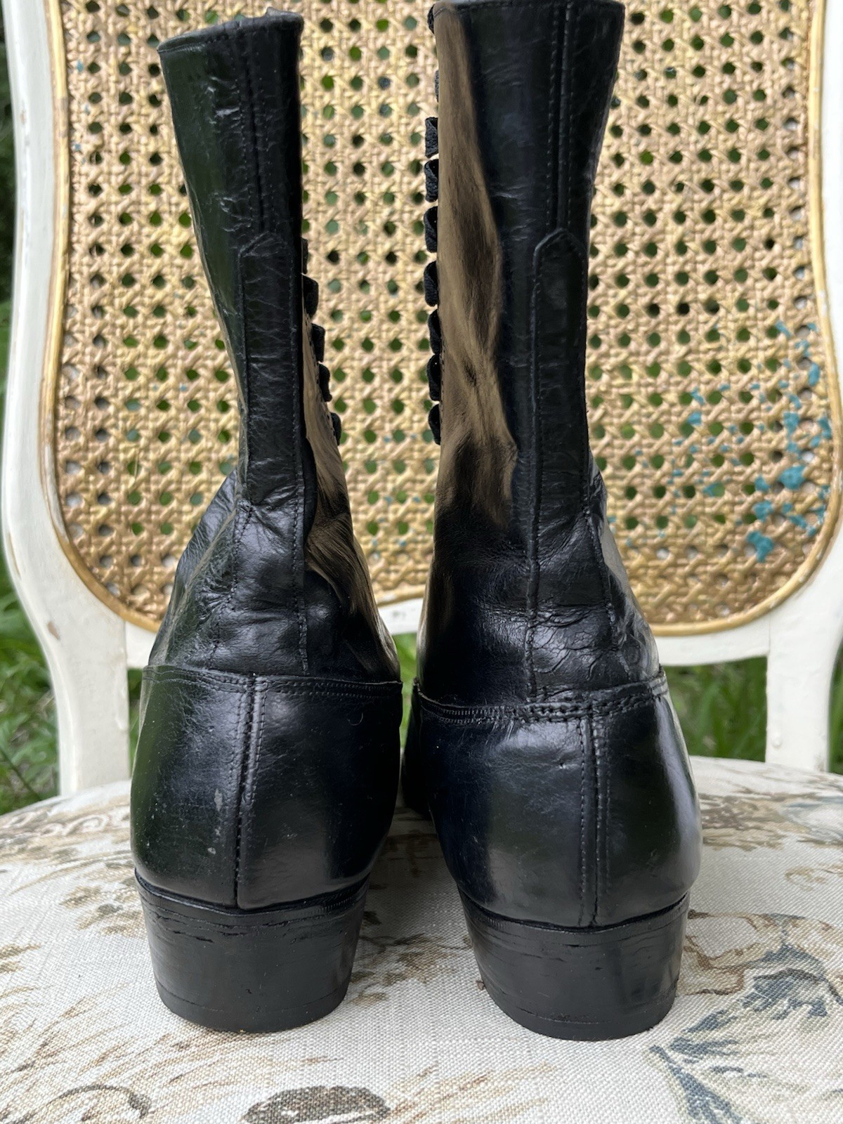 Antique Edwardian Mens Boots – 1900-1910, Black Leather Excellent Cond.