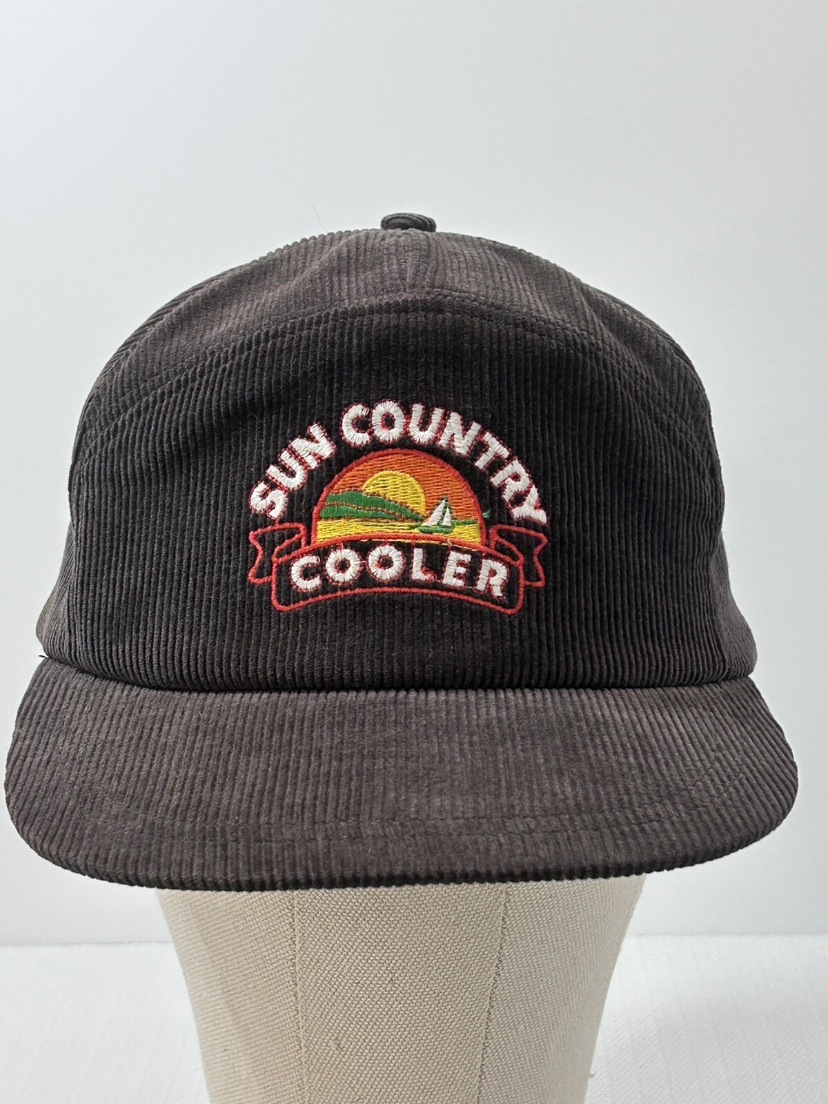 Hat Advertising Sun Country Cooler Embroidered Corduroy Baseball Cap Vintage