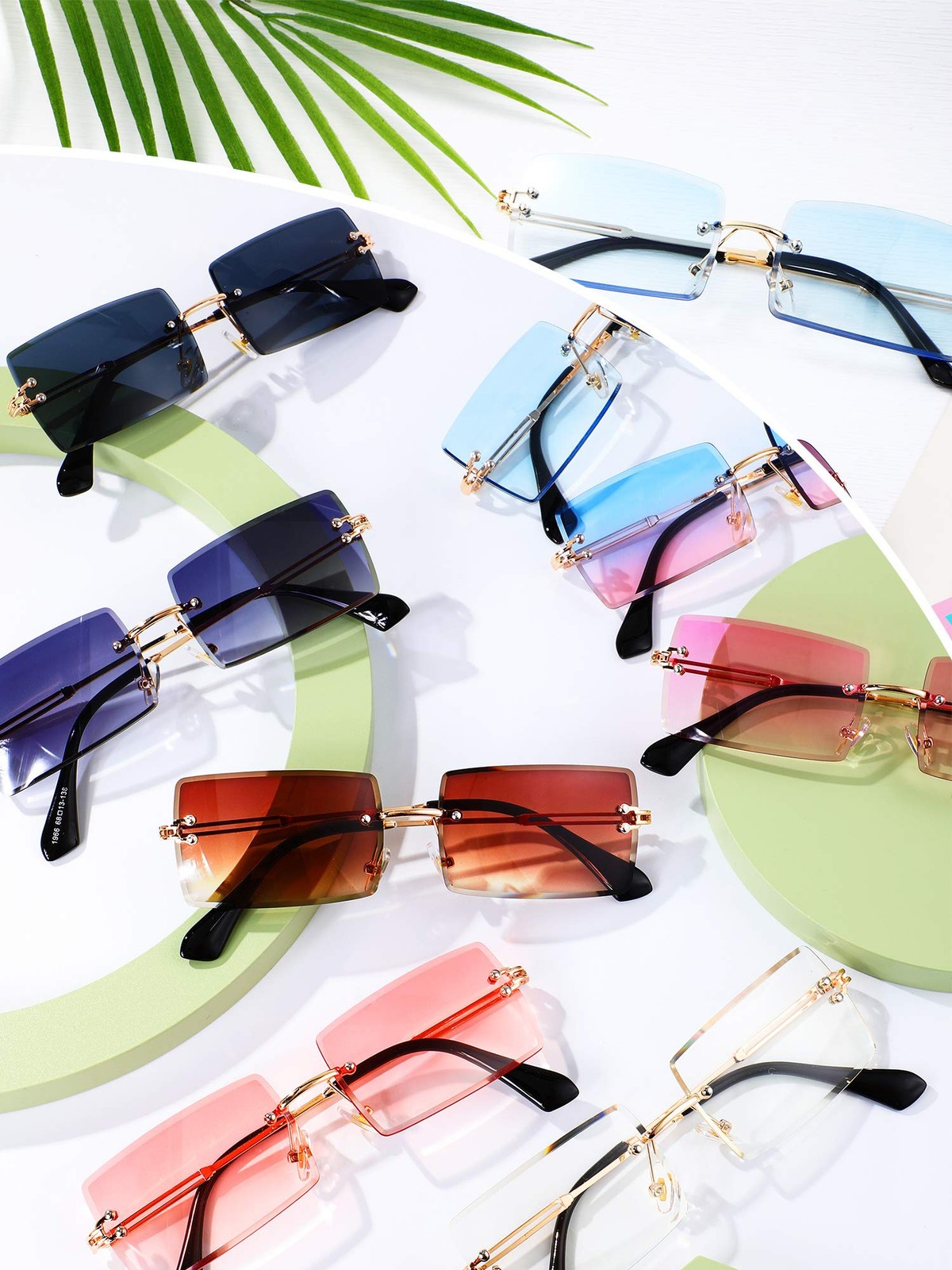 Weewooday 8 Pairs Vintage Rimless Rectangle as pictures shown, Elegant Colors