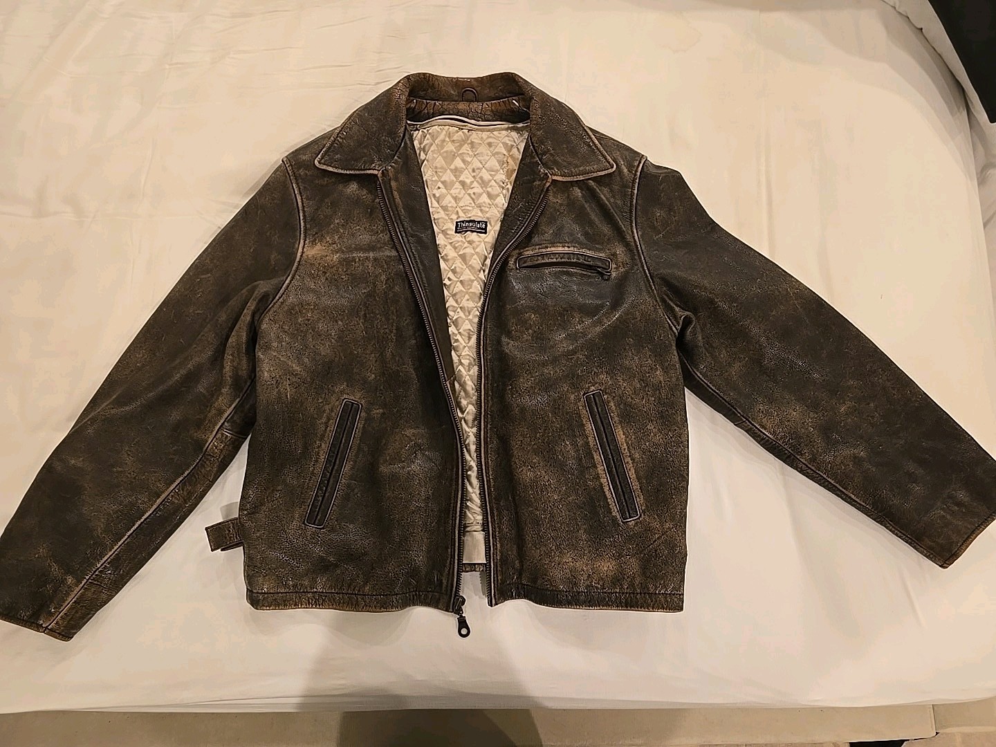 Vintage Wilson Leather Brown Bomber Jacket Quilted Liner Men’s Medium