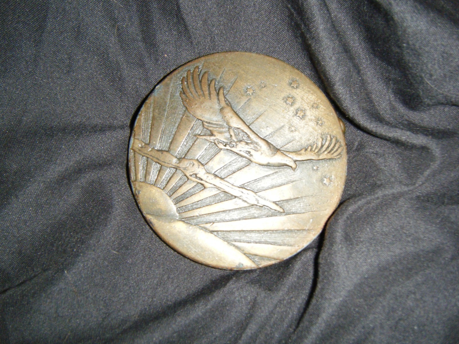 Vintage America Eagle at Sun Rise With Stars Belt Buckle Bergamot Brass Works