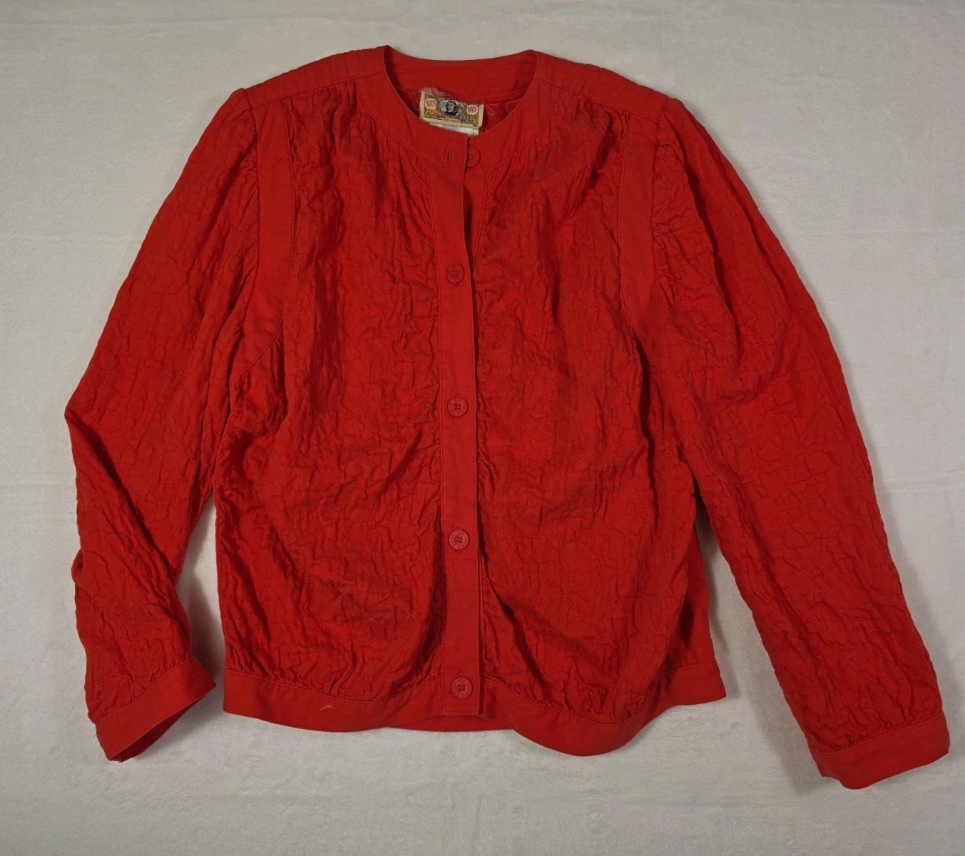 Vintage Gene Ewing BIS Red Quilted Cotton Jacket Top Women S Oversized USA