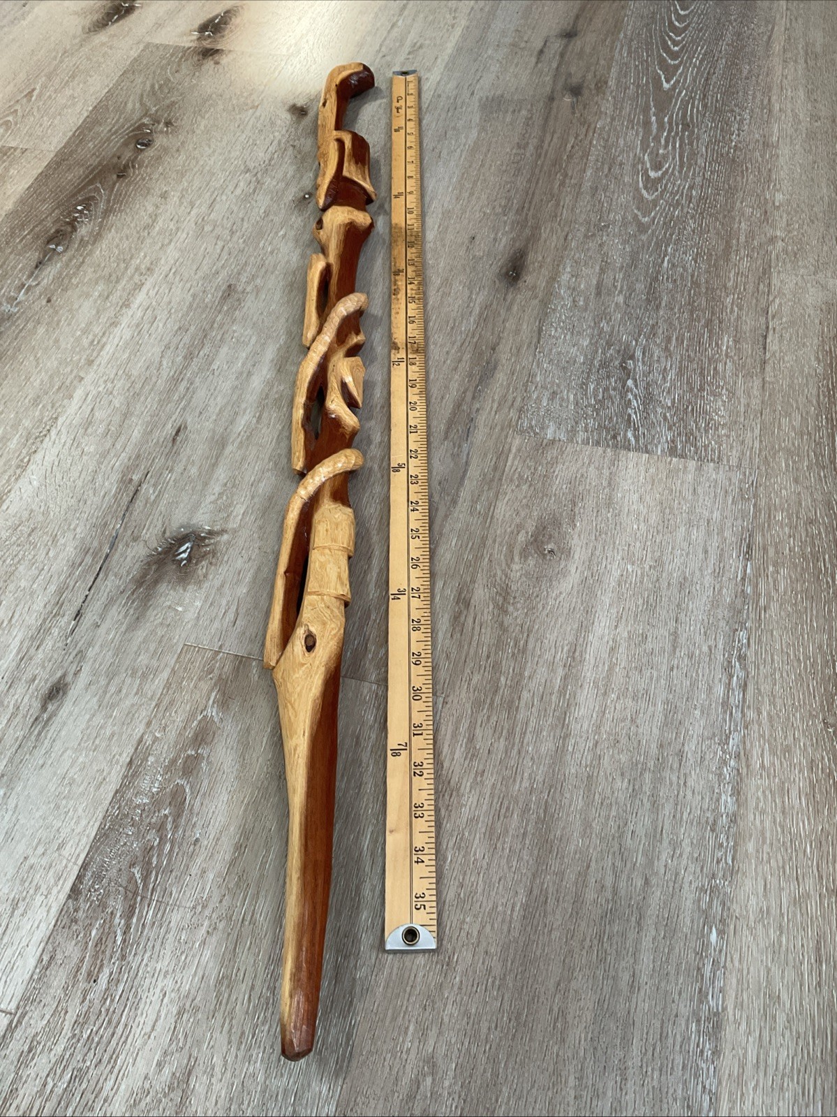 Walking Stick Or Cane – Hand Carved 2 Tone Hardwood African Tribal Face – 37.5”