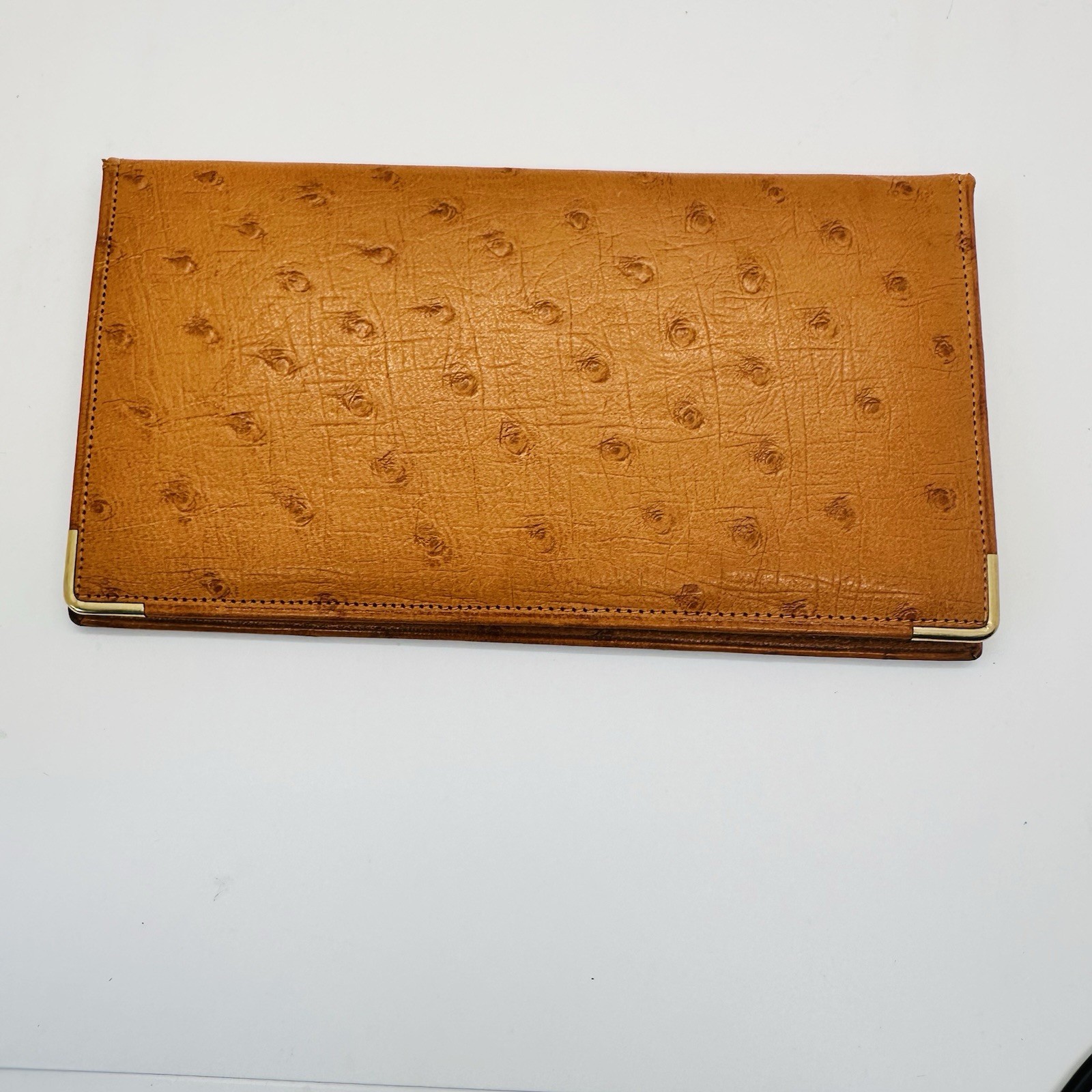 VTG 1950s Organizing Wallet Ostrich Leather With Mechanical Pencil Notepad