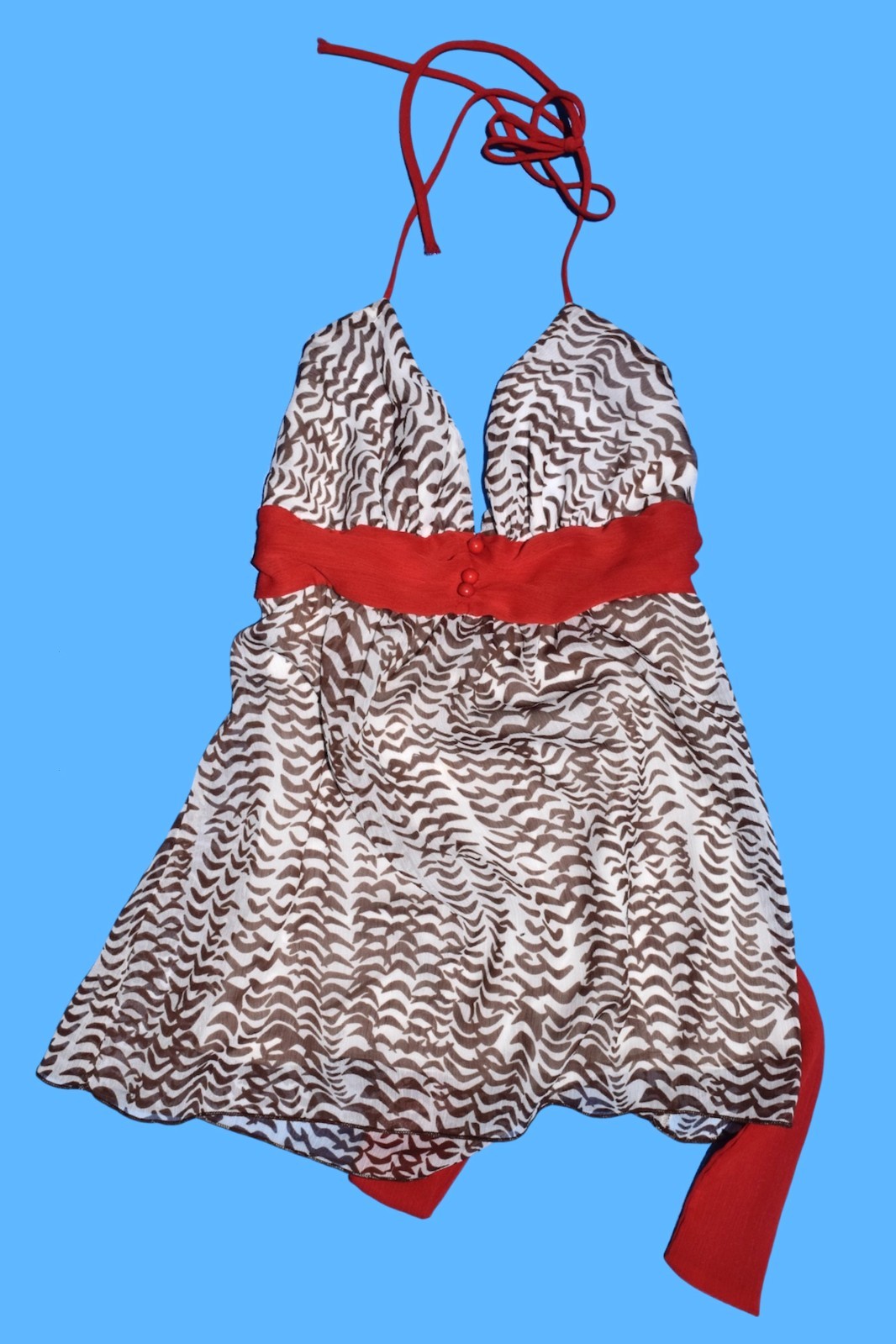 Y2K 2000s Boho Indie Sleaze Zebra Print Halter Babydoll Top