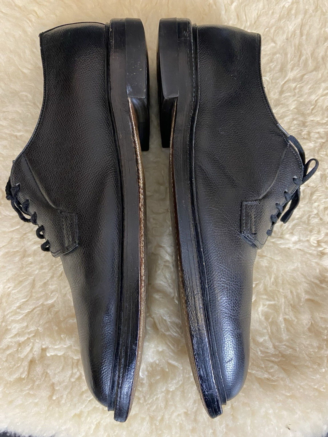 Vtg 1960’s Men’s Custom Made Plain Toe Oxfords~Black~BW Atkins, Wash, DC~Sz 11D