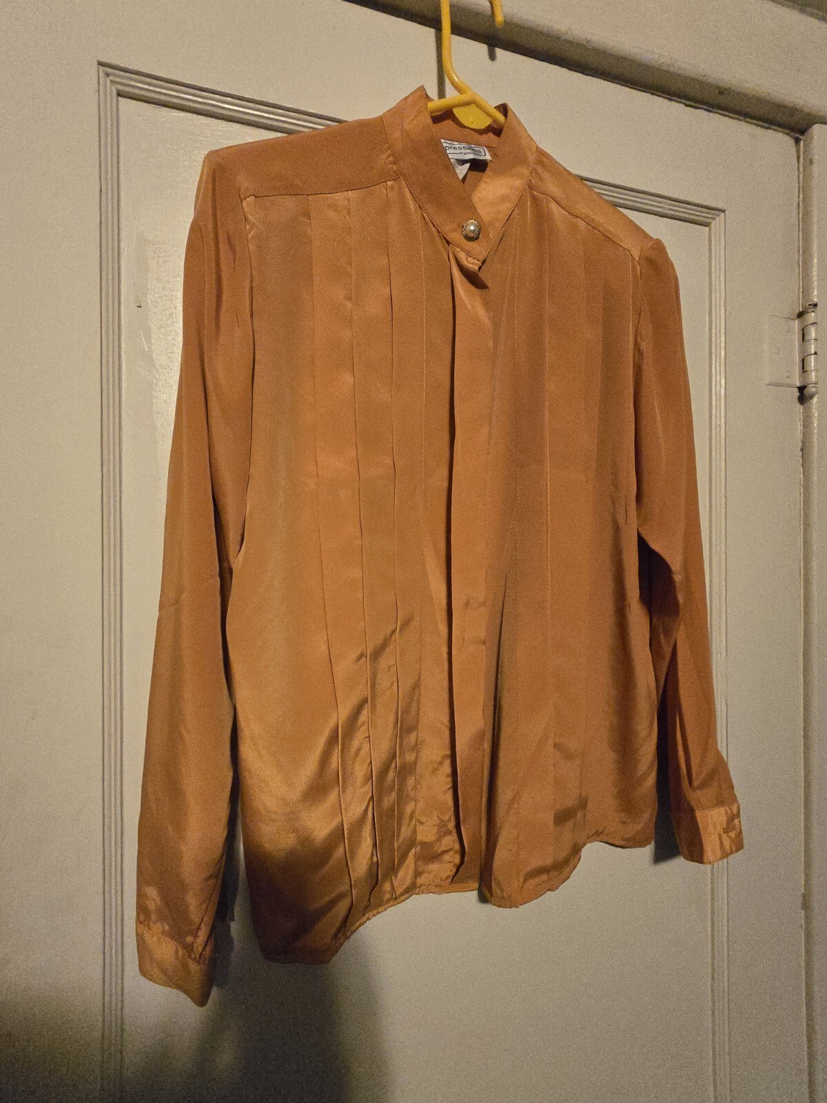 Womans 1980s Dress Shirt Impressions Of California Mustard/gold Size 10 Pearls