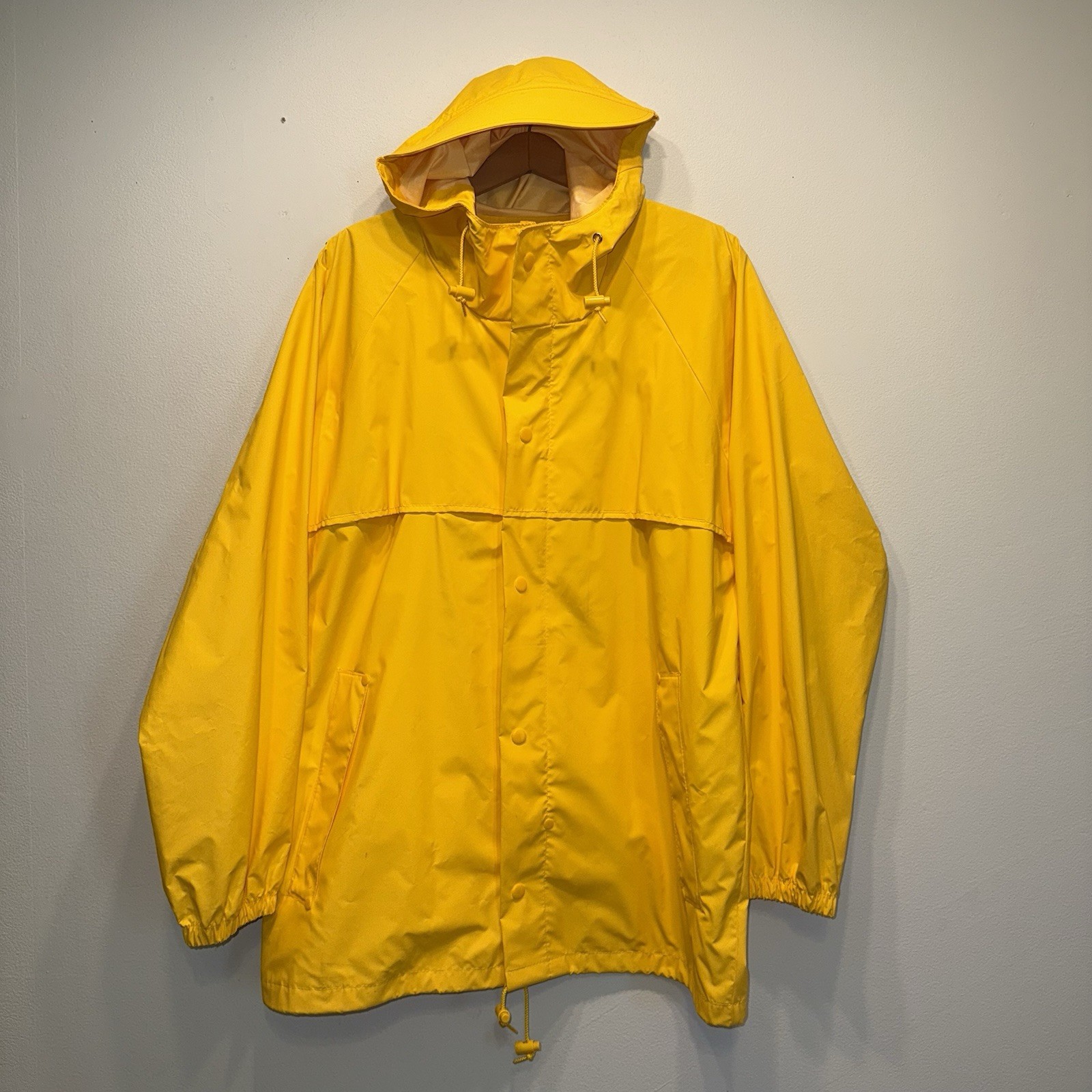 LANDS END Yellow Rain Coat Weather Jacket Unisex Small 34-36 Vintage EUC