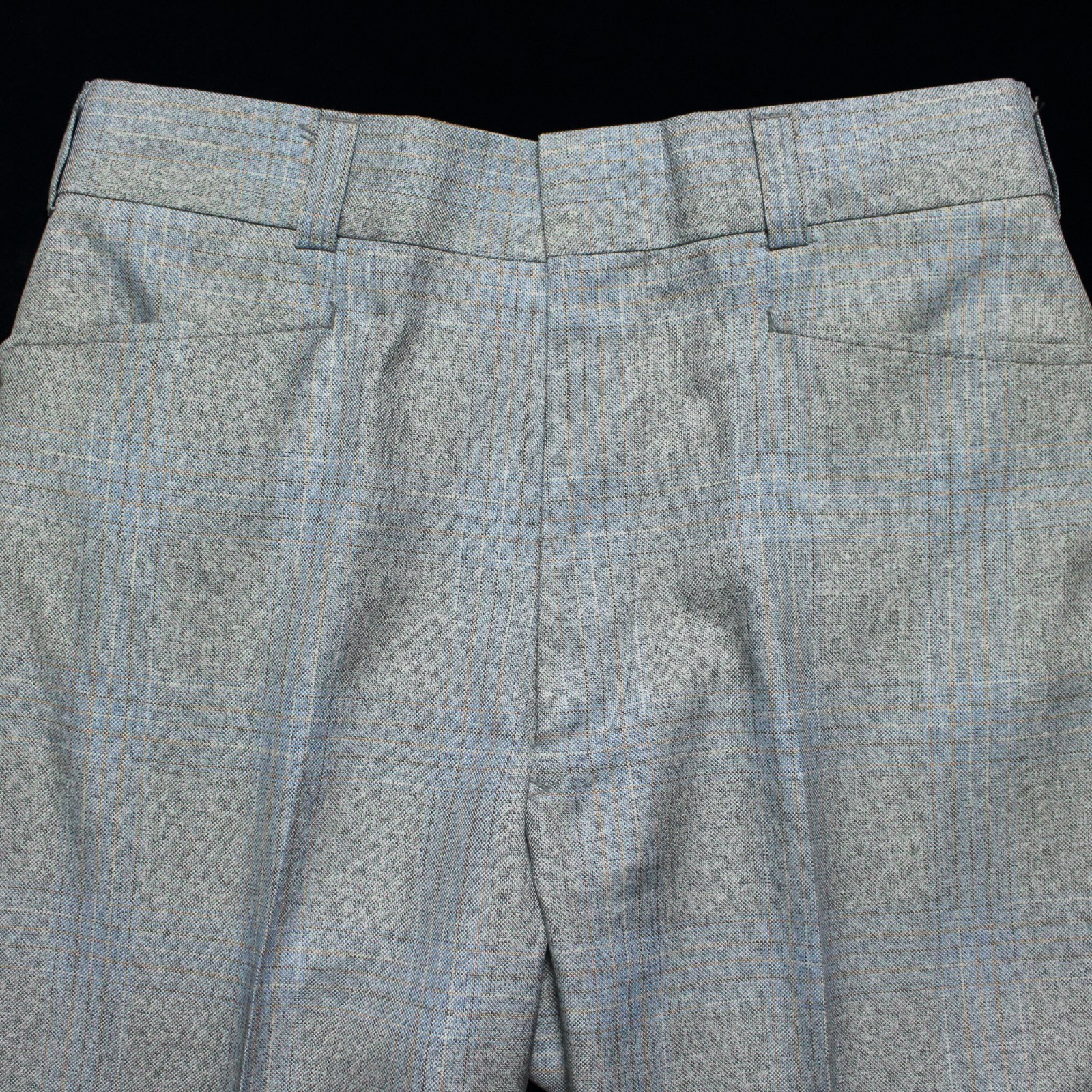 Near Mint Vintage 1970s Light Blue Plaid 3-Piece Suit w/ Vest from Greene’s 37L