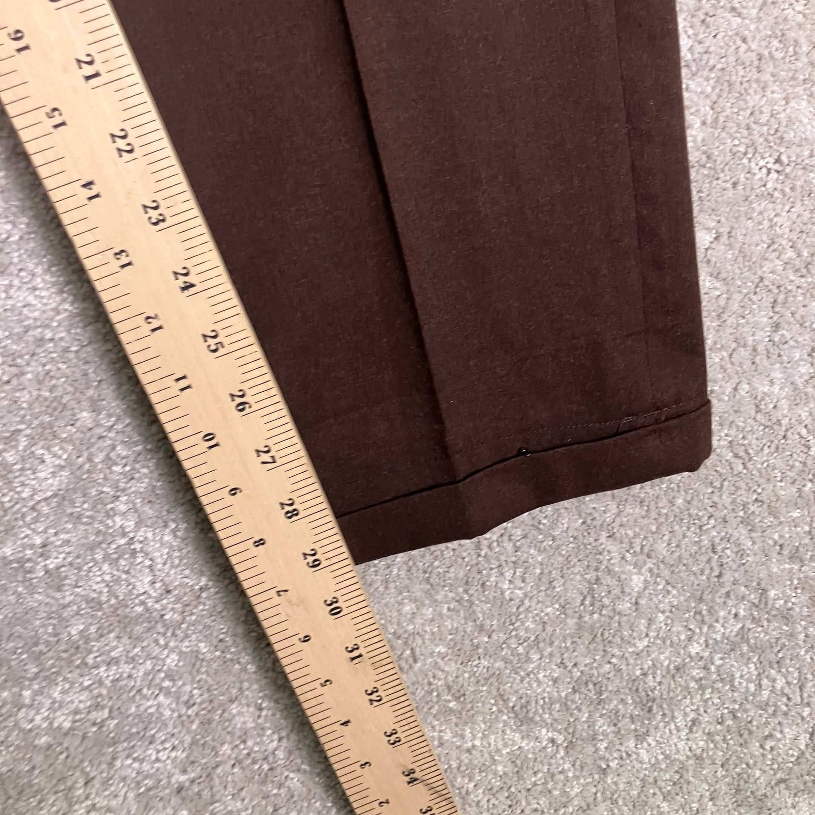 Vintage 70s Brown Flat Front Dress Pants Talon Zipper Mens Slacks Fits 38×29