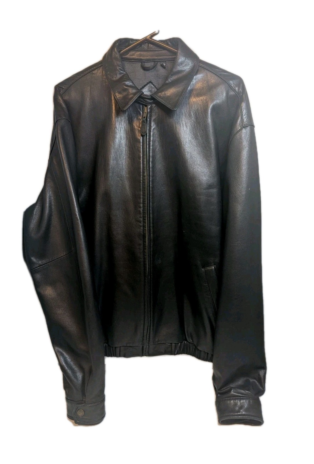 Vtg Roundtree & Yorke Mens Black Buttery Leather Zipped Bomber Jacket Size L