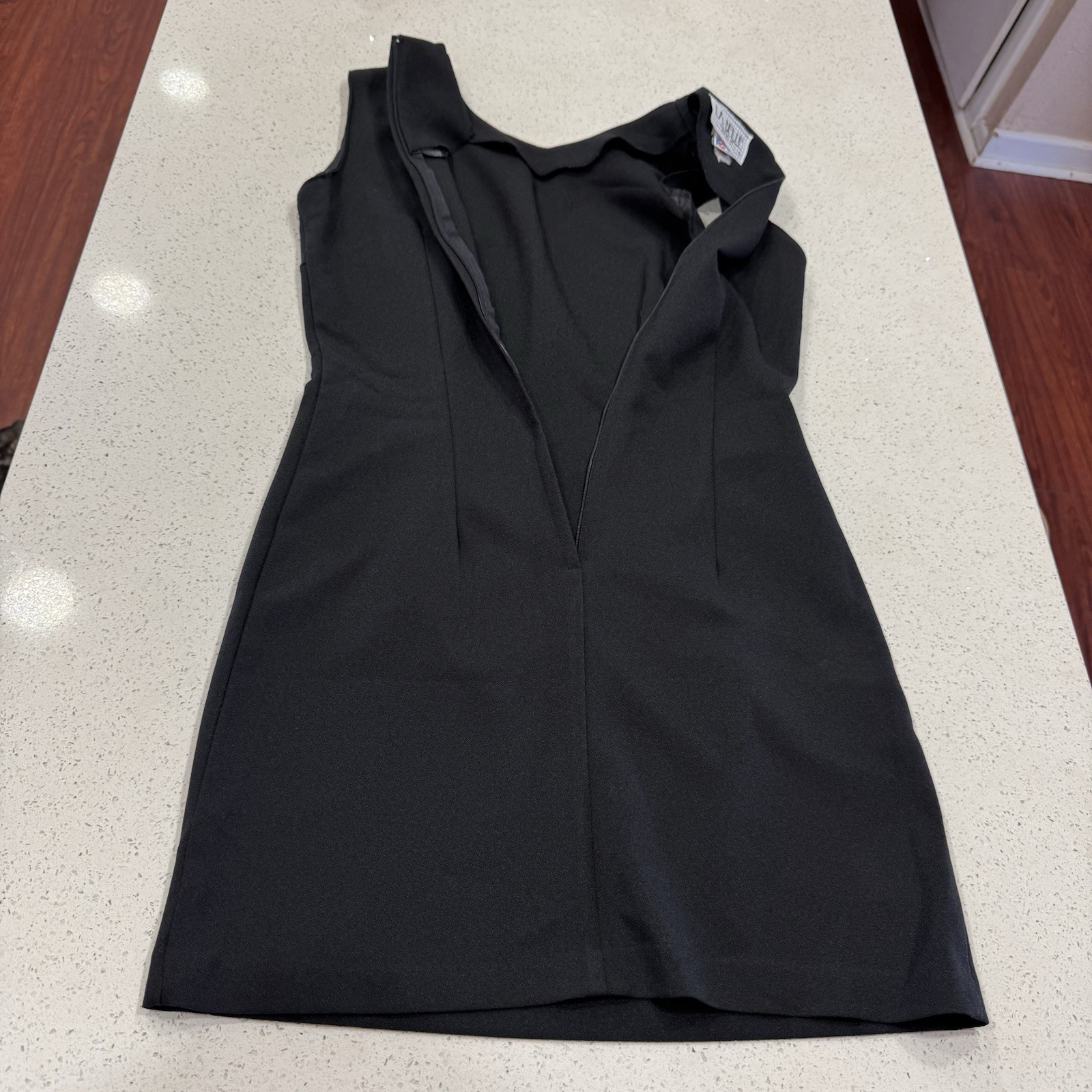 Y2K 90s Hourglass Black Mini Dress Sleevless S M Whimsigoth Pin Up Sexy