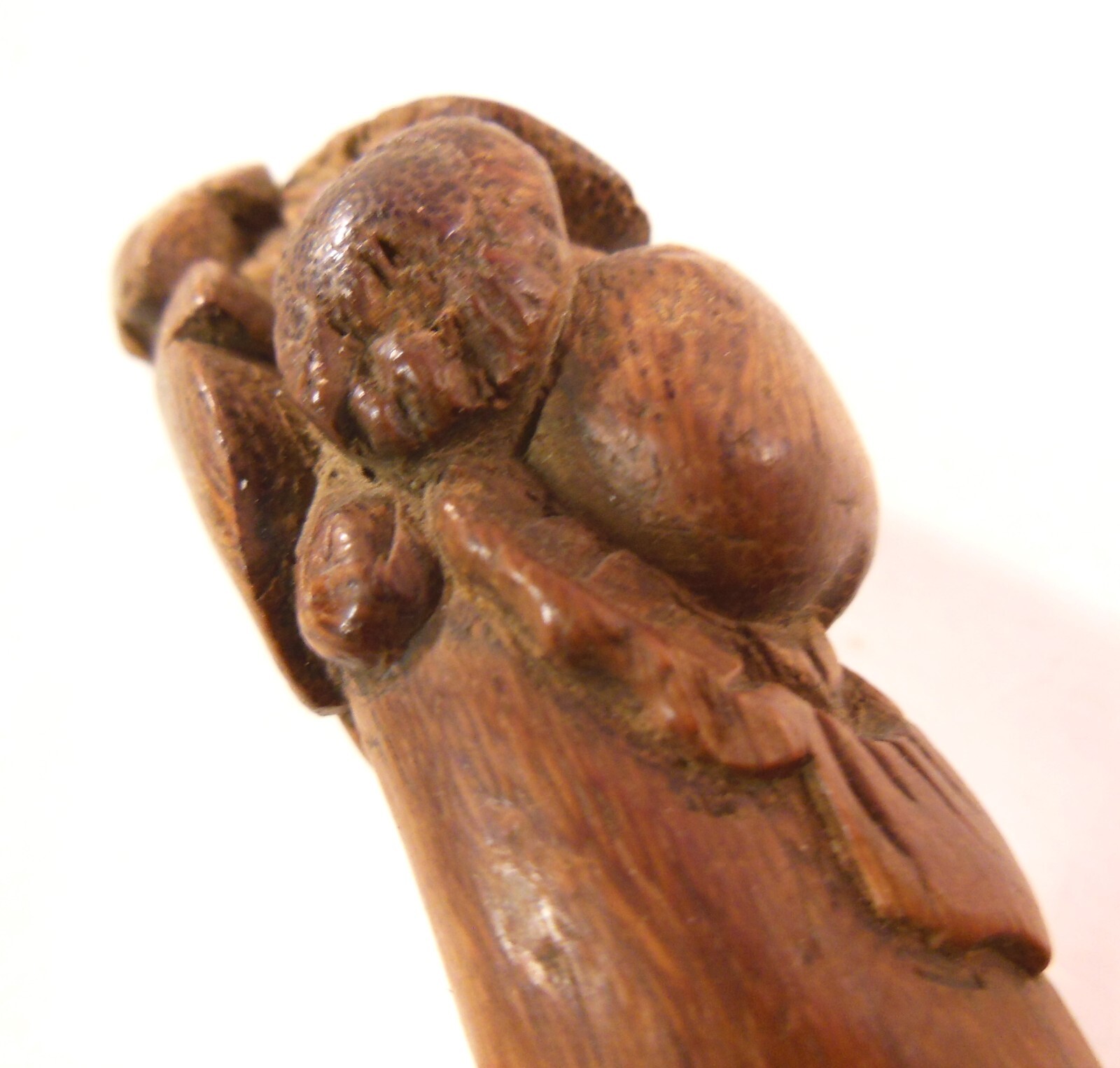 Vintage Carved BAMBOO Cane with a Coconut Tree, Swagger Stick Walking Knob, Nice