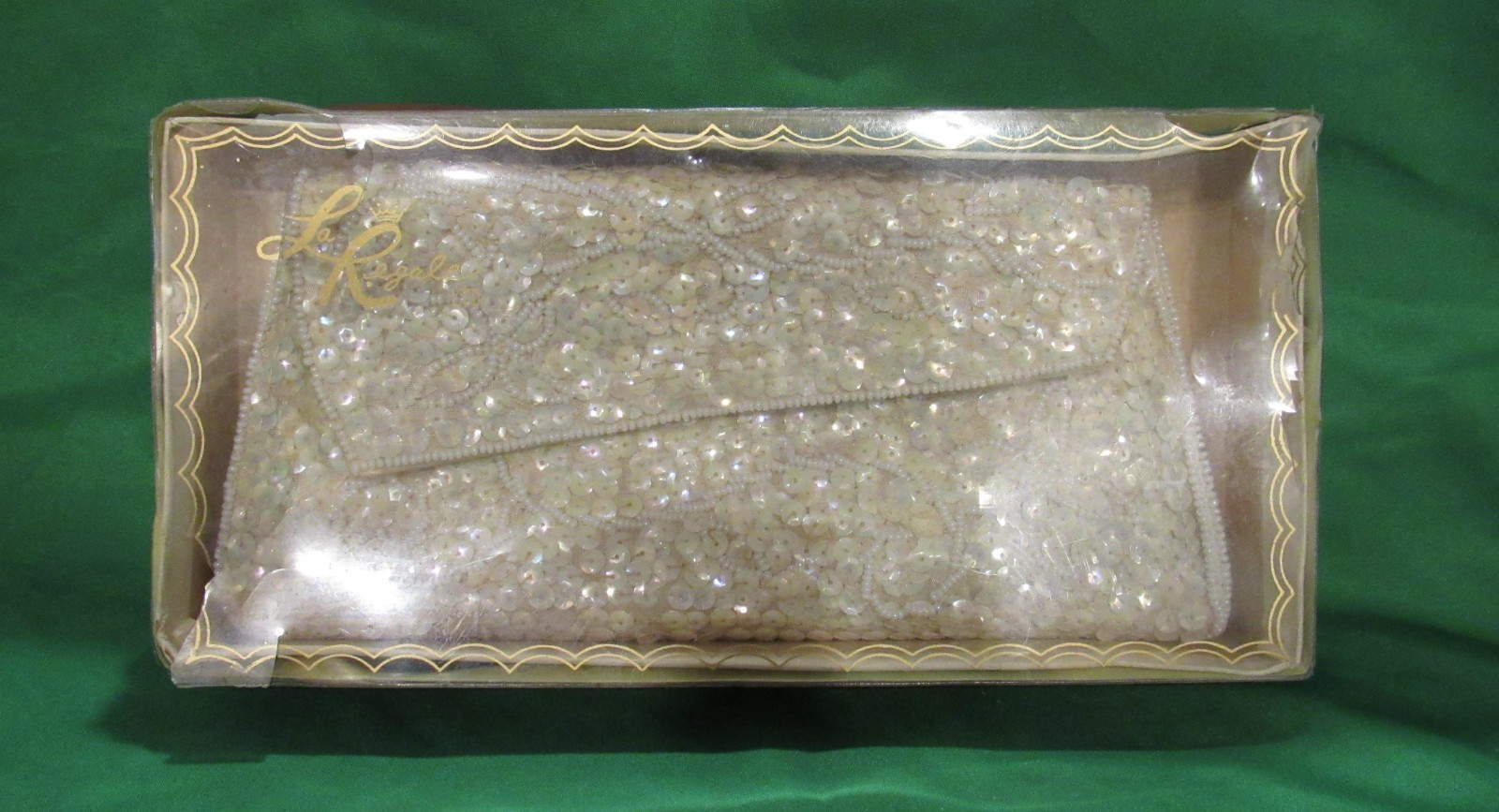 Vintage LaRegale LTD White Beaded/Sequin Evening Bag – Original Box Preowned