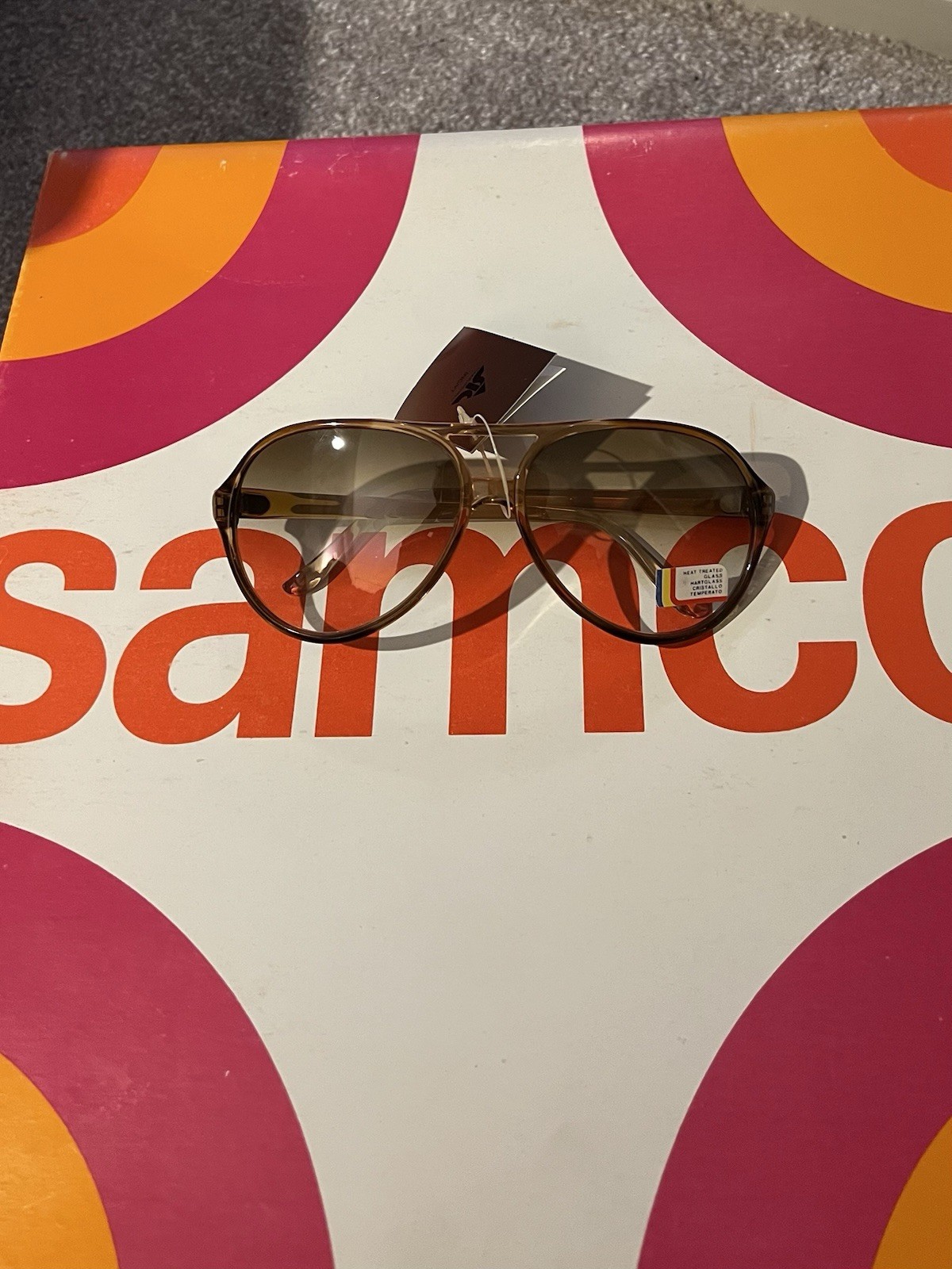 RARE SAMCO TORTOISE SHELL AVIATORS SUNGLASSES MADE IN ITALY NEW UNUSED