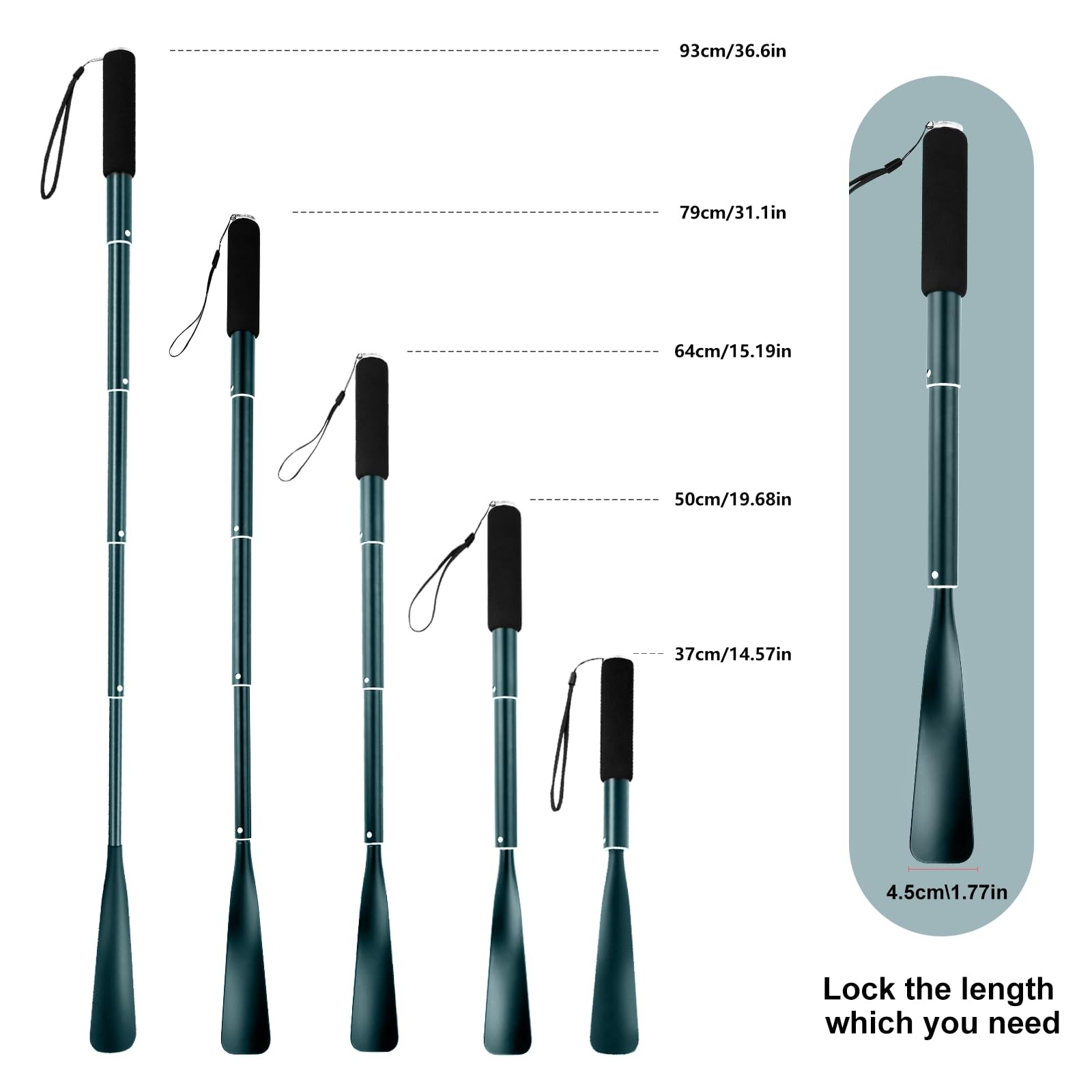 Shoe Horn,14.5″-37″ Retractable Aluminum Shoe Horn Long Handle for Seniors,Me…