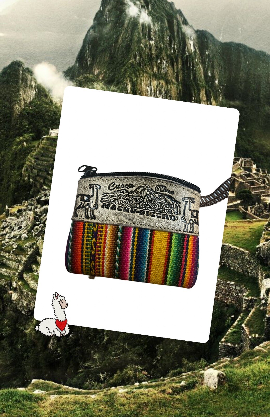 Cusco Machu Picchu Hand Carved Leather Coin Pouch Made in Peru 4x3inches