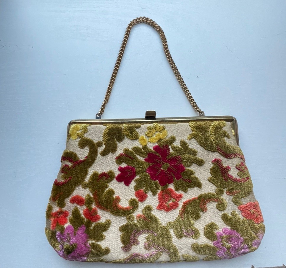 Vintage Verdi Tapestry Carpet Bag Brocade Handbag Clutch Evening Bag