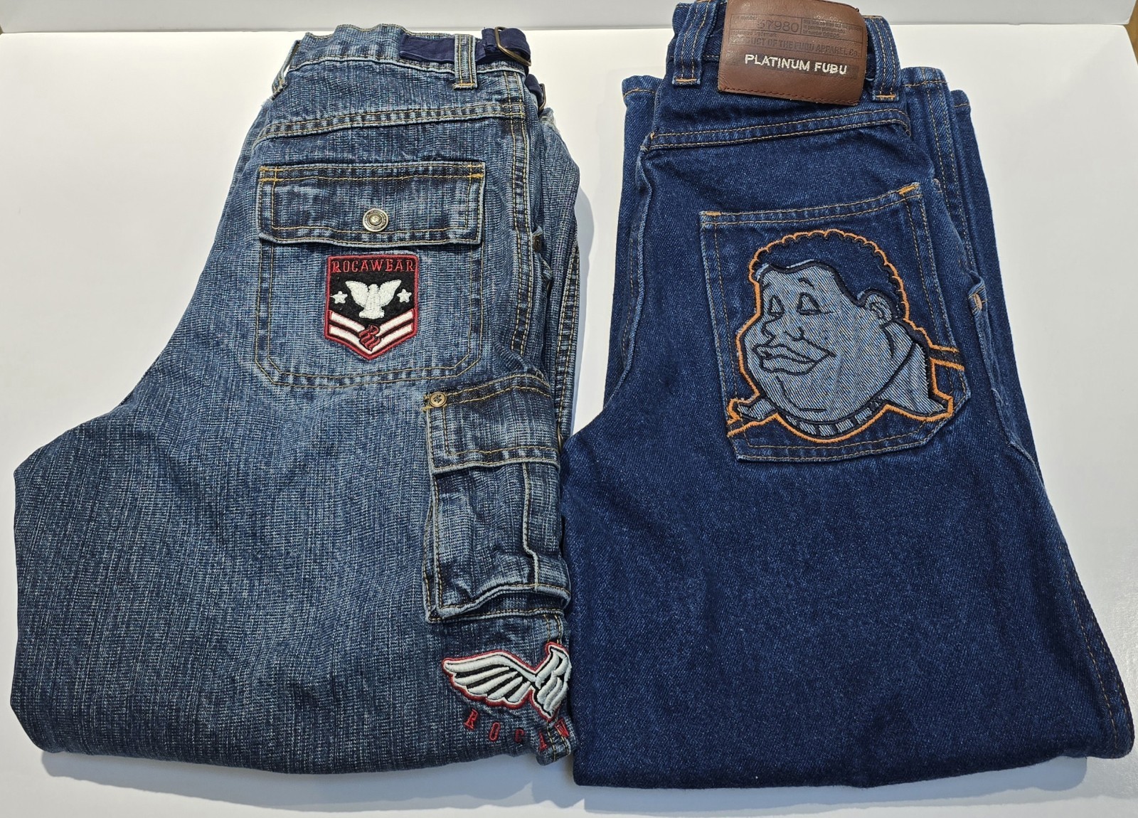 Vtg Y2K Boys Fubu Platinum Fat Albert & Rocawear Red Arrow Hip-Hop Jeans 2 Pairs