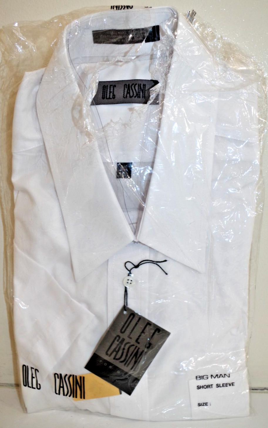 NWT Vintage Oleg Cassini Dress Shirt 18.5 Big Man S/S Cotton Blend Pointy Collar