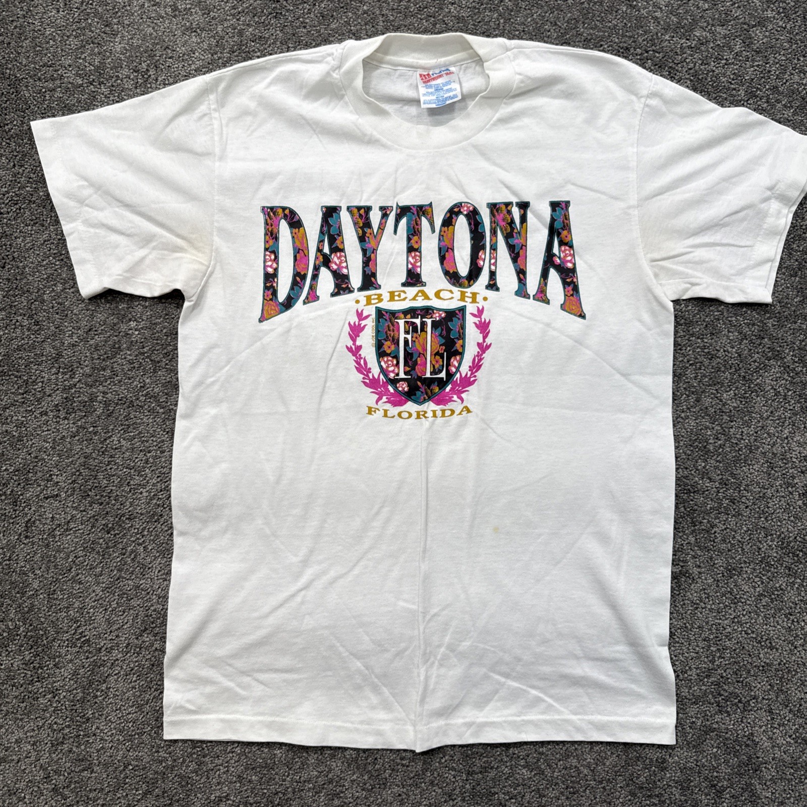 VTG Mens M Daytona Beach Florida T-Shirt Hanes Heavyweight 50/50 Crewneck