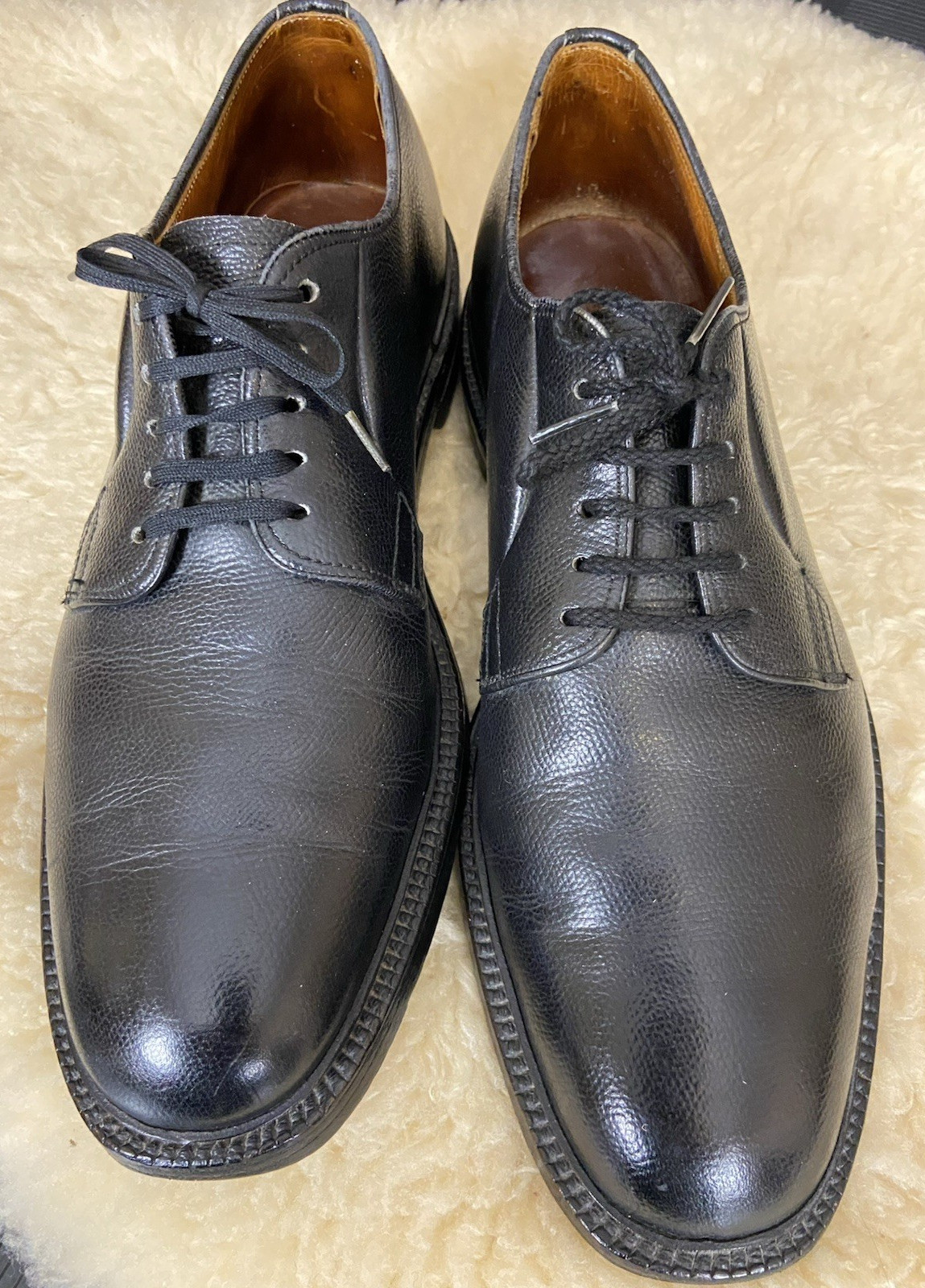 Vtg 1960’s Men’s Custom Made Plain Toe Oxfords~Black~BW Atkins, Wash, DC~Sz 11D