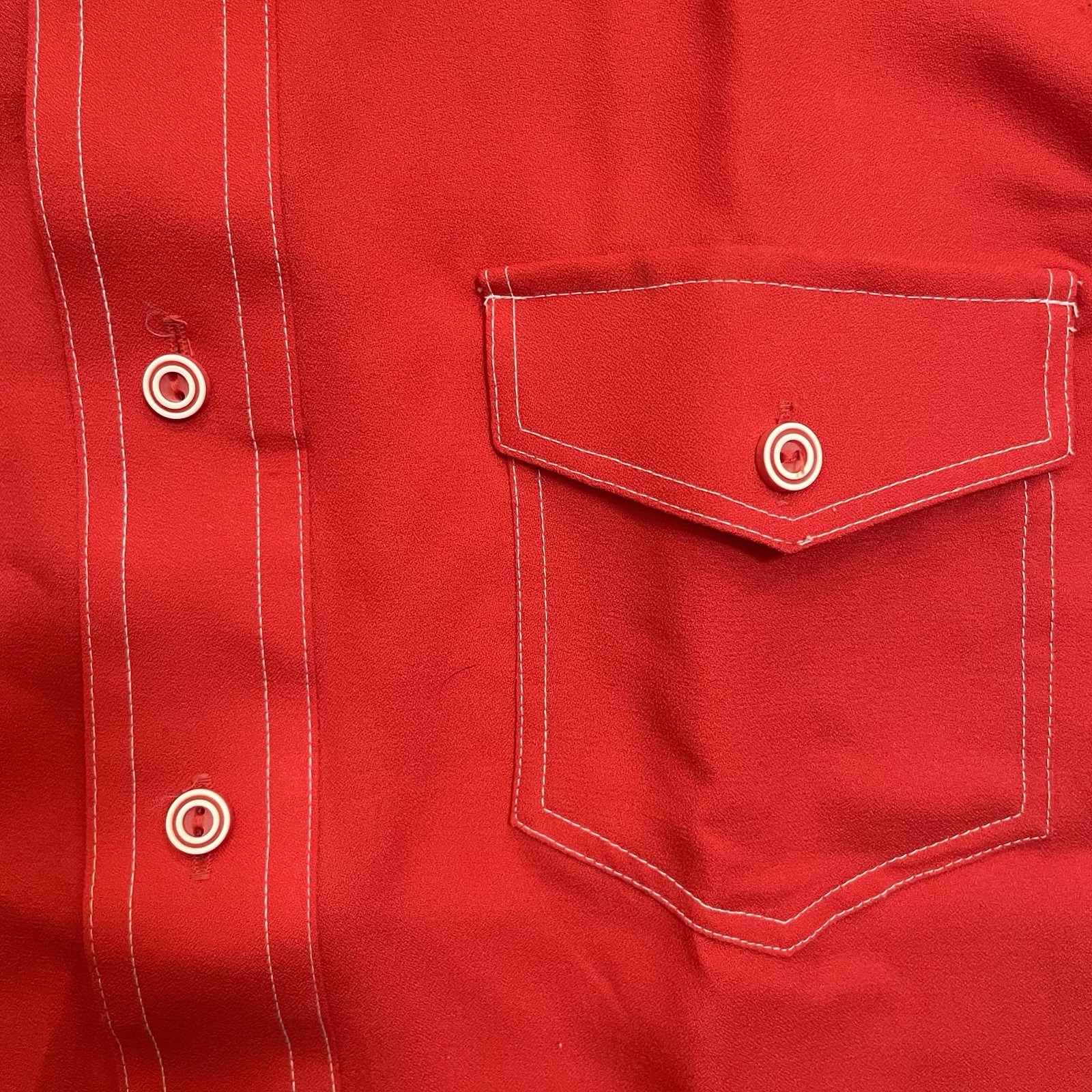 Vintage Marshall Field & Co Conway Sportswear Men’s Red Button Shirt White Trim
