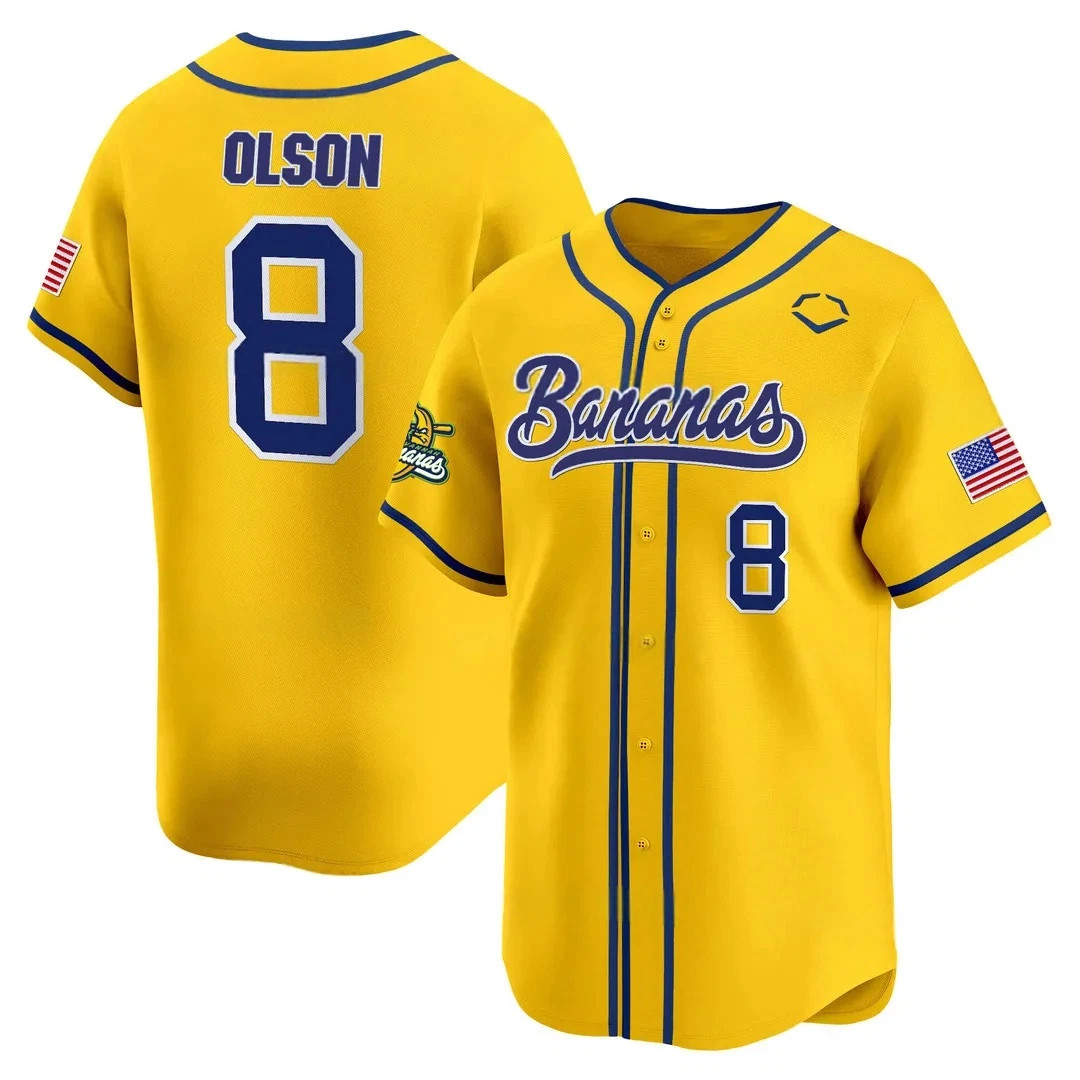 8 OLSON Collection Savannah Bananas Jersey Baseball S-6XL X246