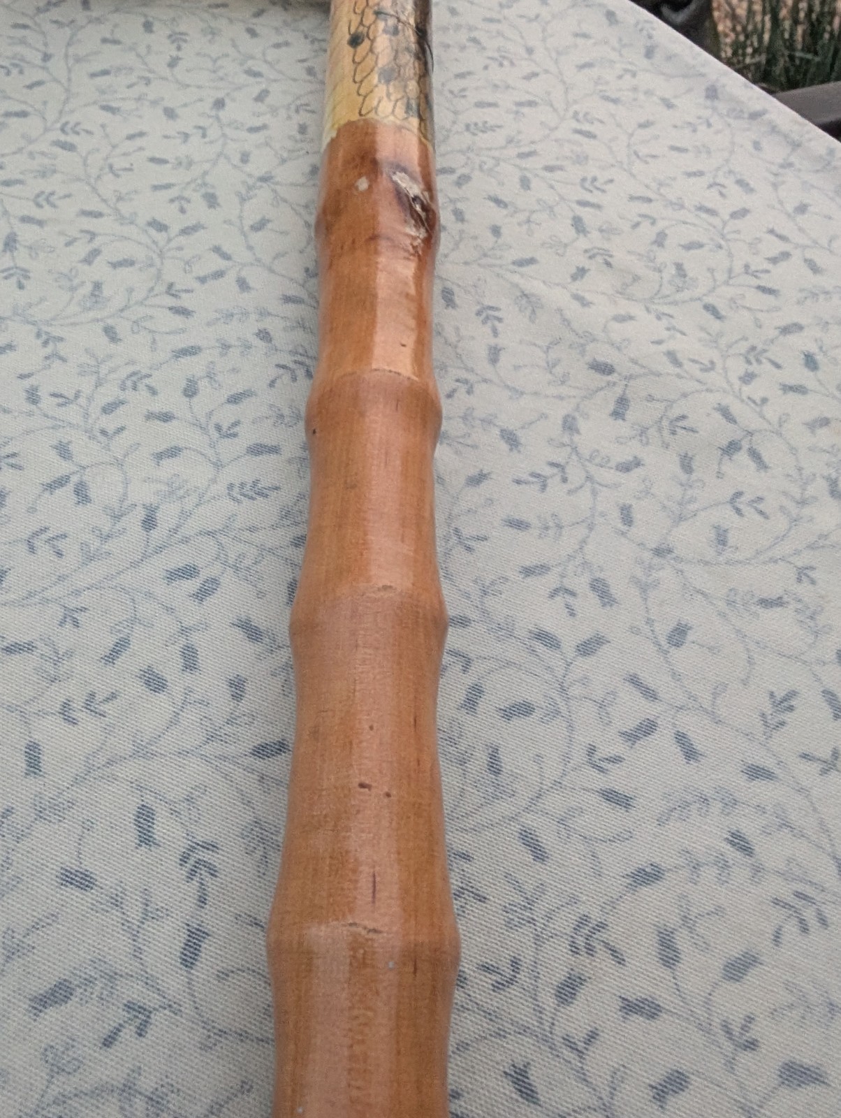 Hand-Carved Wooden Walking Cane with Cobra / Rattle (?) Snake Design Approx 36″