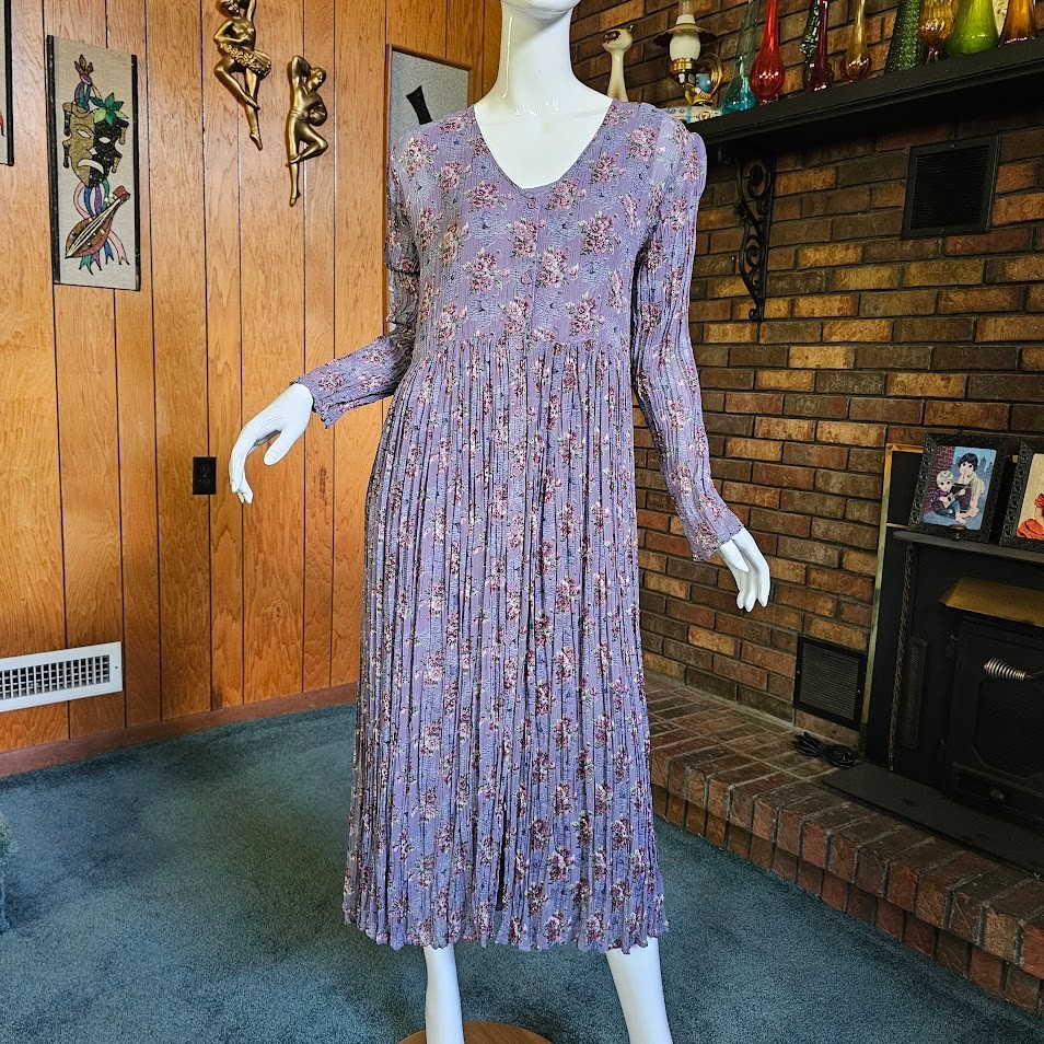 Vtg 70s 80s Bohemian Hippie Papillon India Crinkle Gauze Broomstick Dress S/M