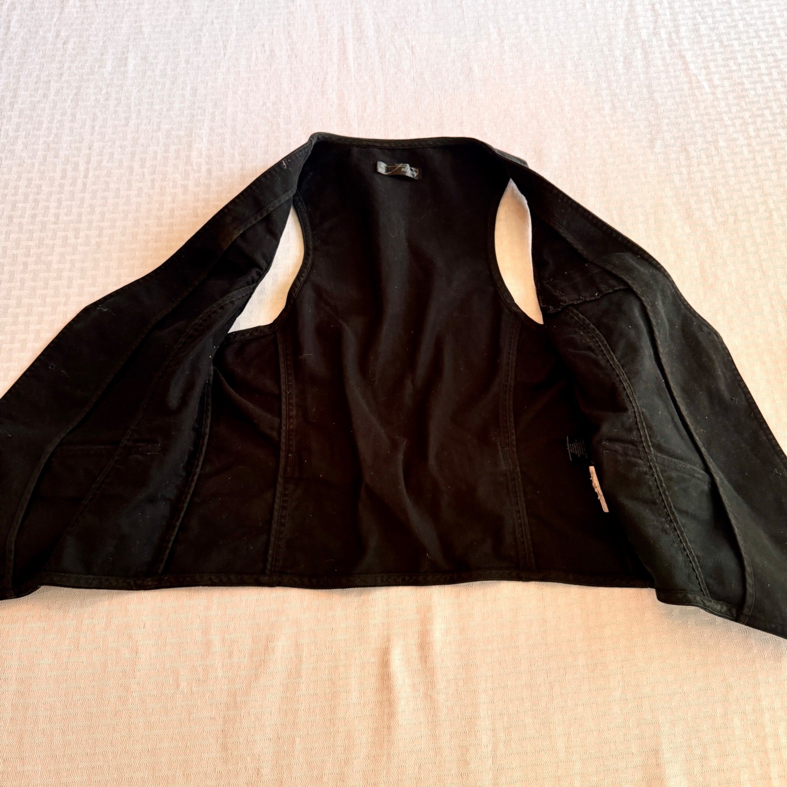 Old Navy Vintage Y2K Black Cotton Tailored Waistcoat Vest Cinch Back Medium 2006