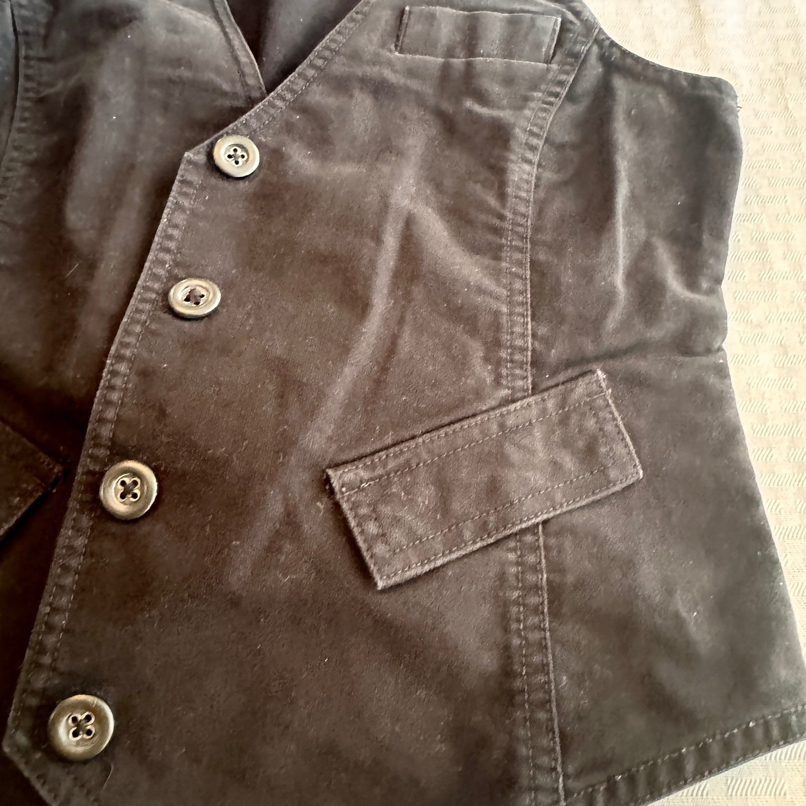 Old Navy Vintage Y2K Black Cotton Tailored Waistcoat Vest Cinch Back Medium 2006