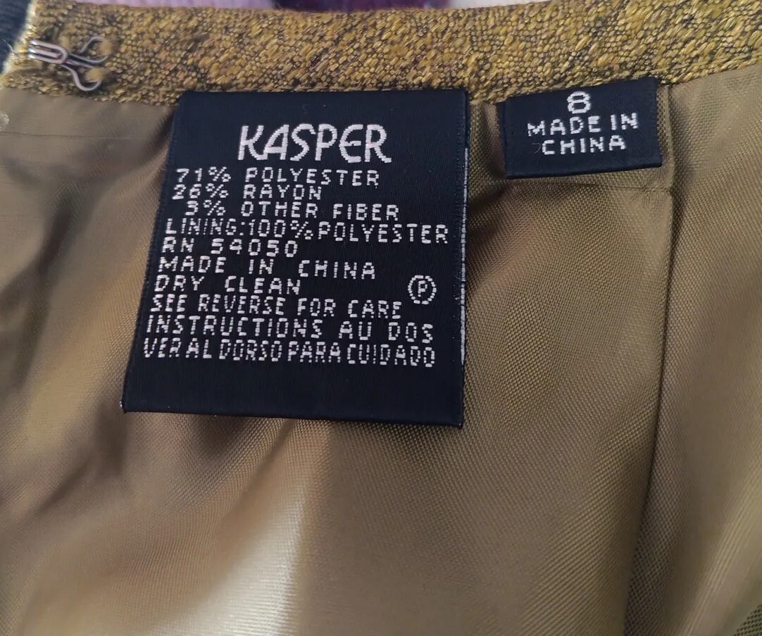 Vintage Kasper Classic Pencil Skirt Green Textured Lined Kick Pleat Sz 8 Sexy