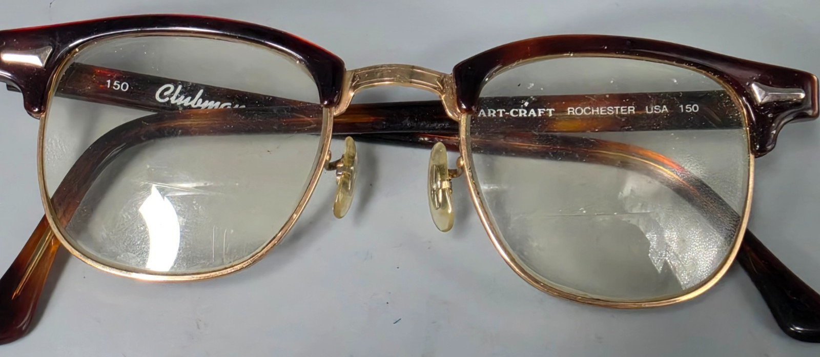Vintage Clubman Art Craft Rochester Eyeglasses Frames USA 150 Ships in Hard Case