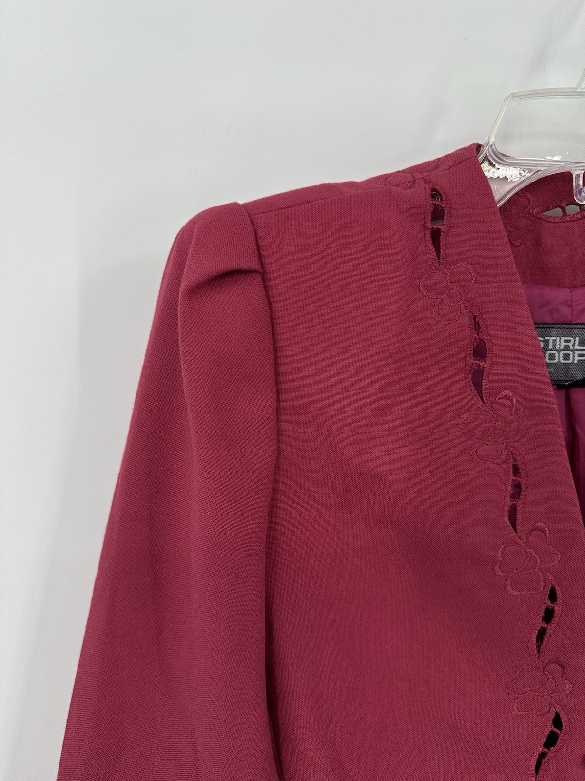 vintage 80s COTTAGECORE PINK BLAZER jacket embroidered romantic retro prairie