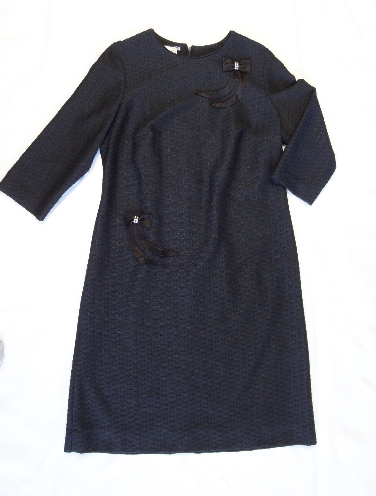VINTAGE 1960s Womans Dress Size 4 Black 3/4 Sleeve Sheeth Party Cocktails