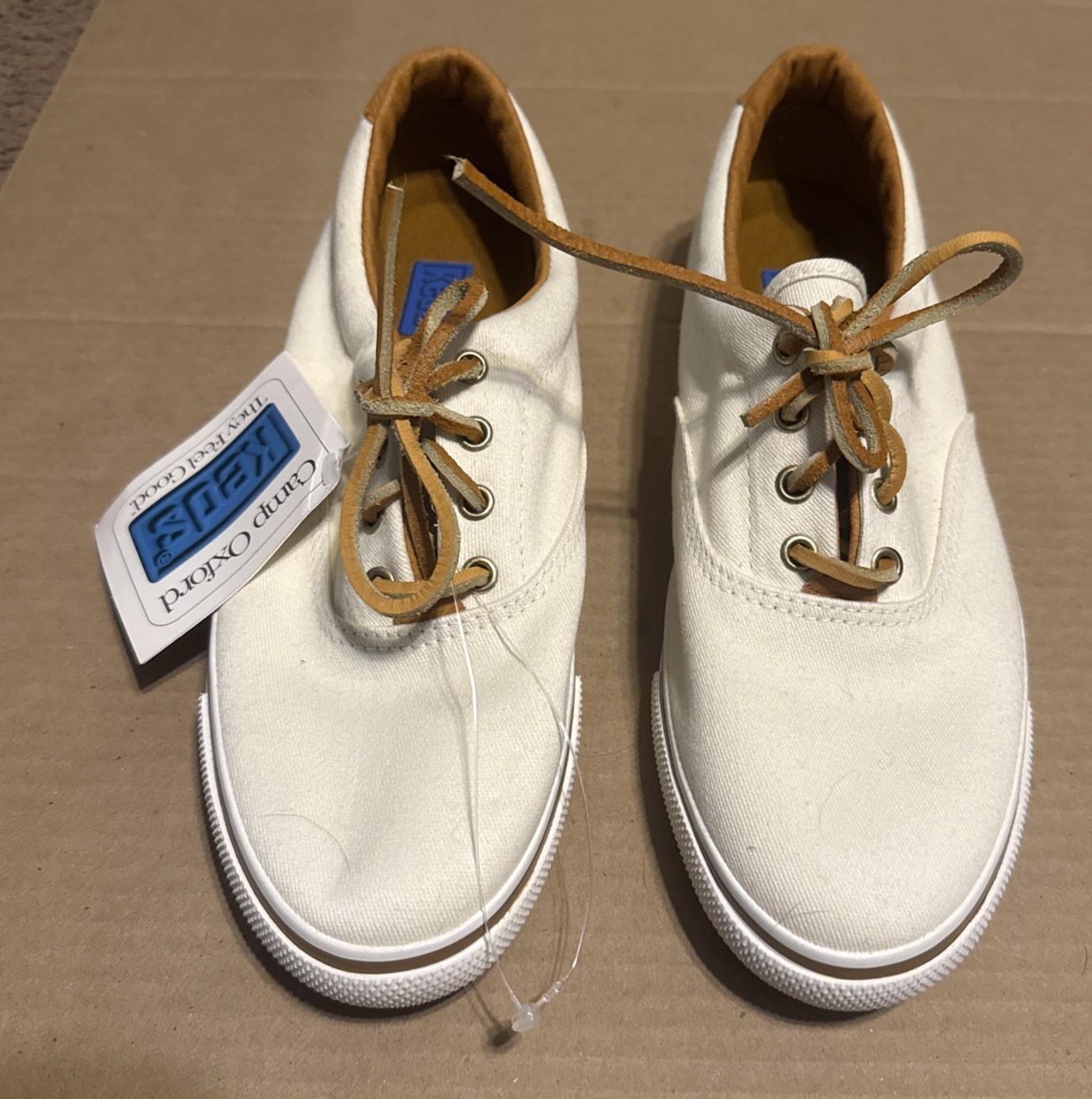 VIntage Canvas Keds Camp Oxford Womens Shoes Size 8 M Cream White & Tan Neutral