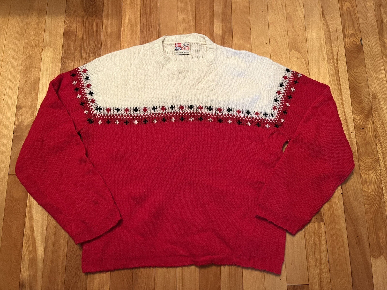 Vintage 1970s Men’s Olav Andersen REVERE Sweater Large Red/White/Blue