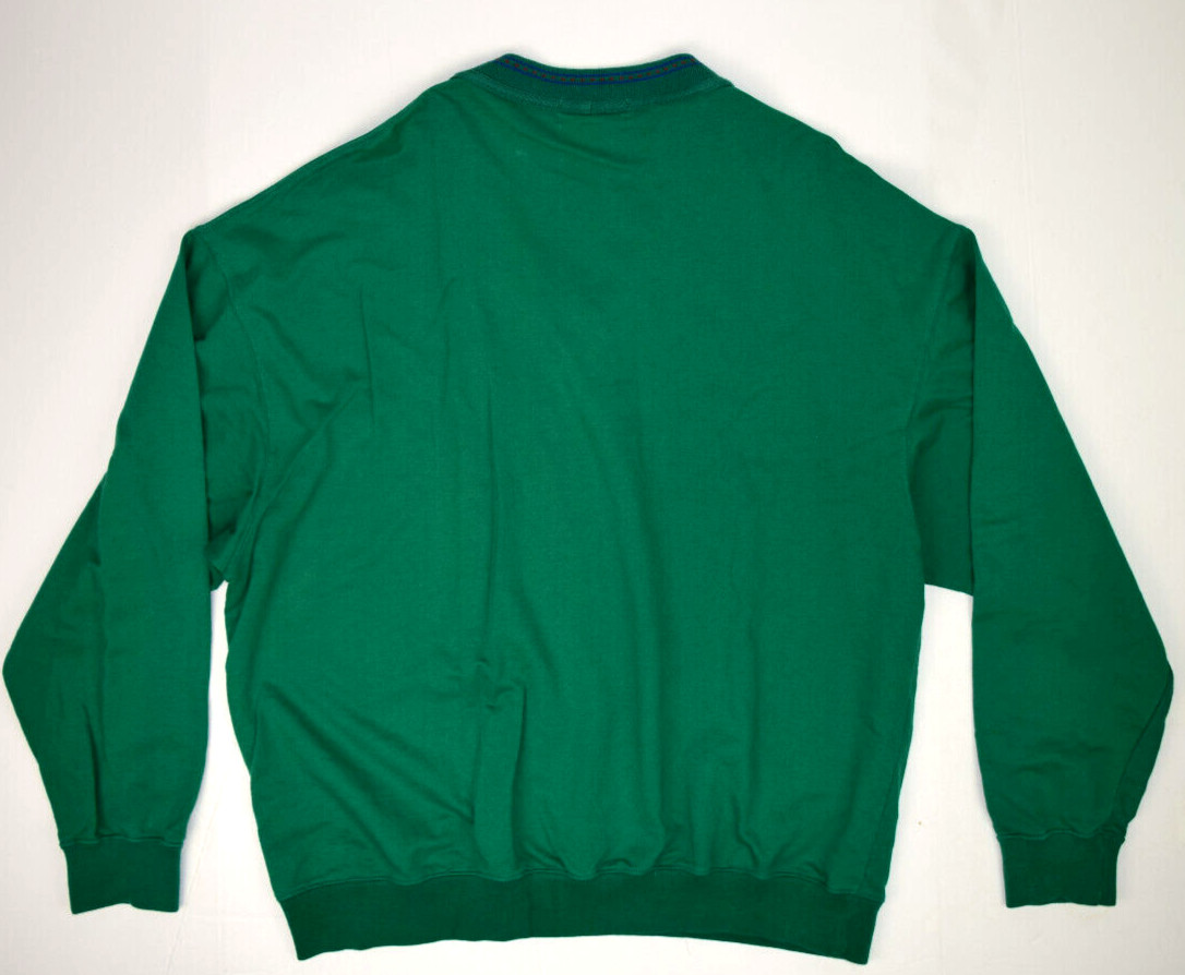 Vintage Jack Nicklaus Sweatshirt Size XL 70s Green Blue Trim Deep V Neck Grunge