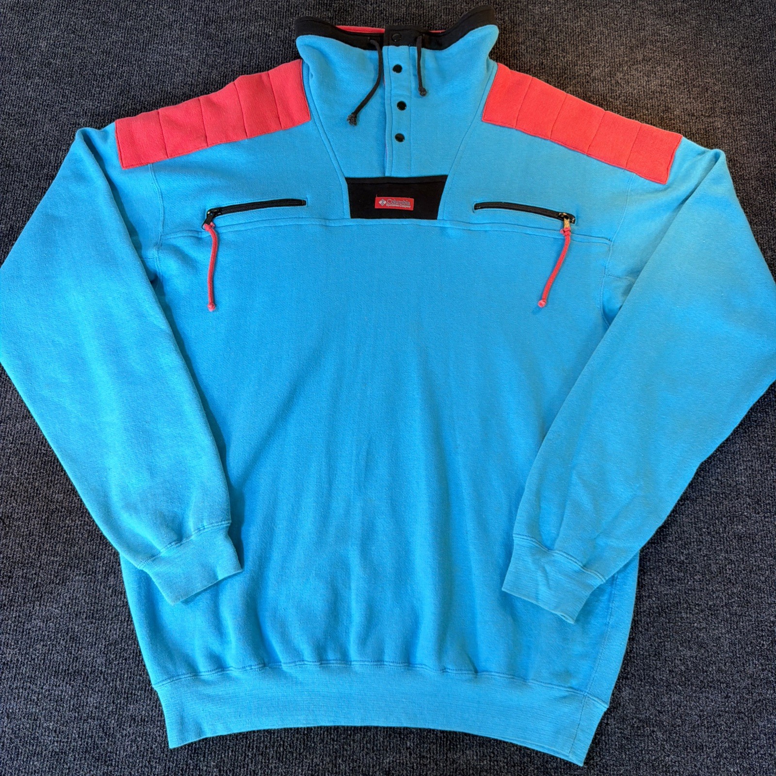 Vintage 90’s Mens XL Columbia Colorblock Pullover 3/4 Button Sweatshirt Outdoors