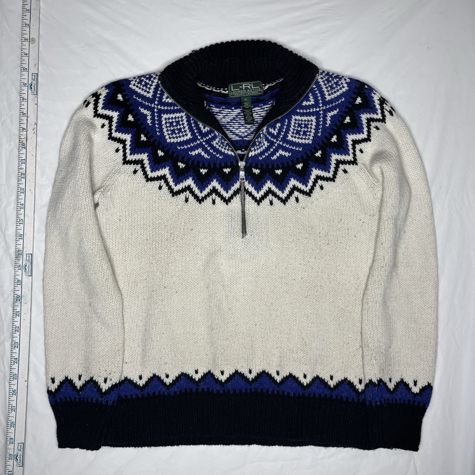 Vintage Lauren Active Ralph Lauren Quarter-Zip Nordic Yolk Style Knit Sweater XL