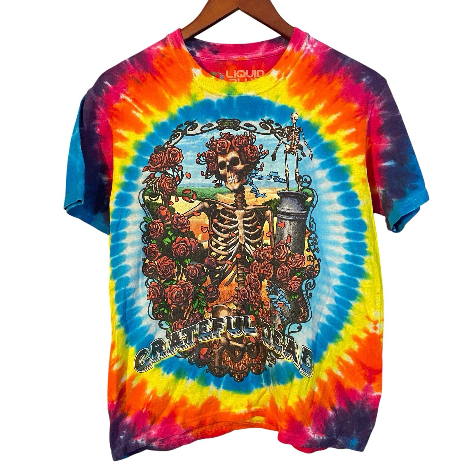Retro 1998 LIQUID BLUE Rainbow Tie-Dye Bertha Grateful Dead Size Small