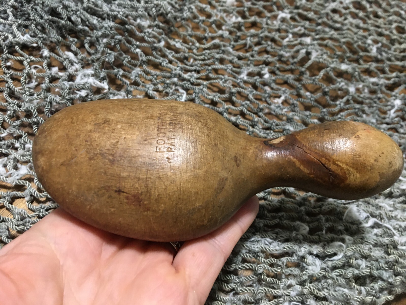 weird tiny antique wooden shoe last foot form pat. 1907 maple 5 3/4″~primitive~