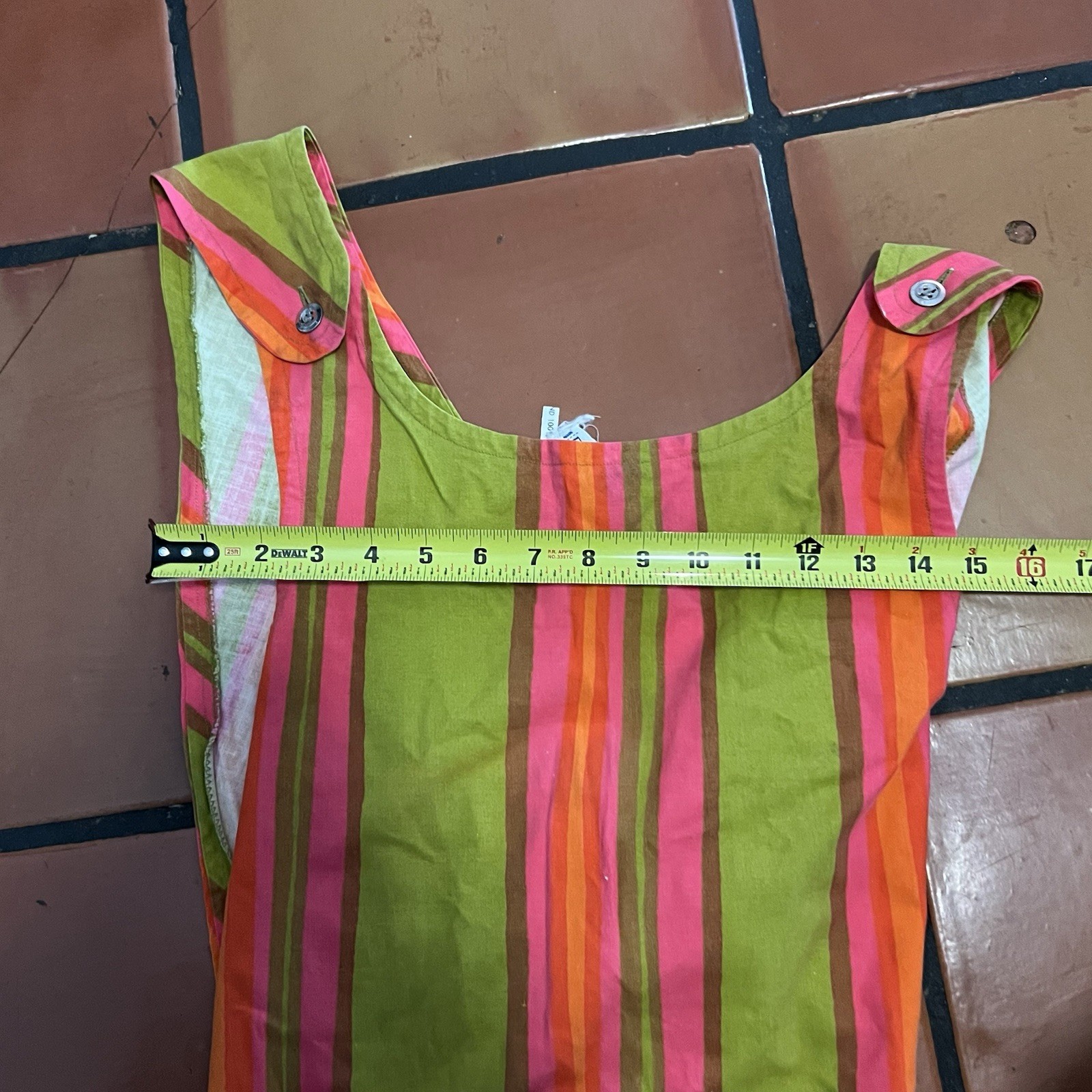 Vtg 1960s Marimekko Finland Stripe Mini Dress Design Research XS Cotton