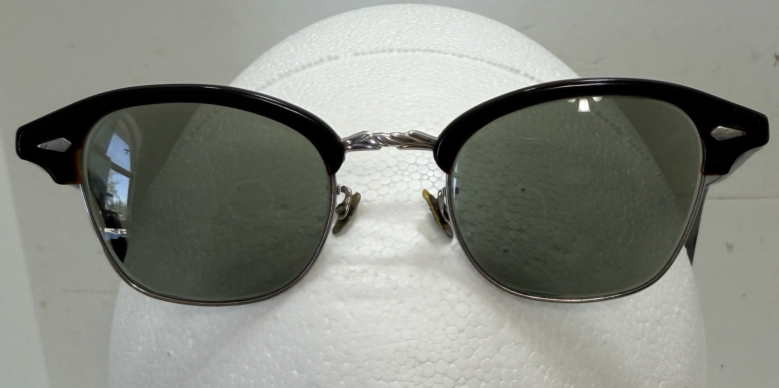 Vintage American Optical Tournament Browline Glasses 1/10 12K GF Black Silver