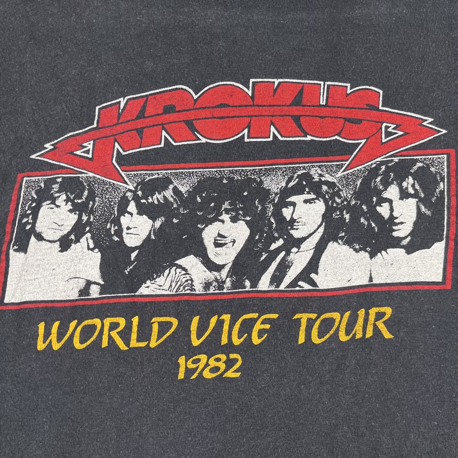 Vintage 1982 Krokus One Vice at a Time World Vice Tour Black T-Shirt Size Medium
